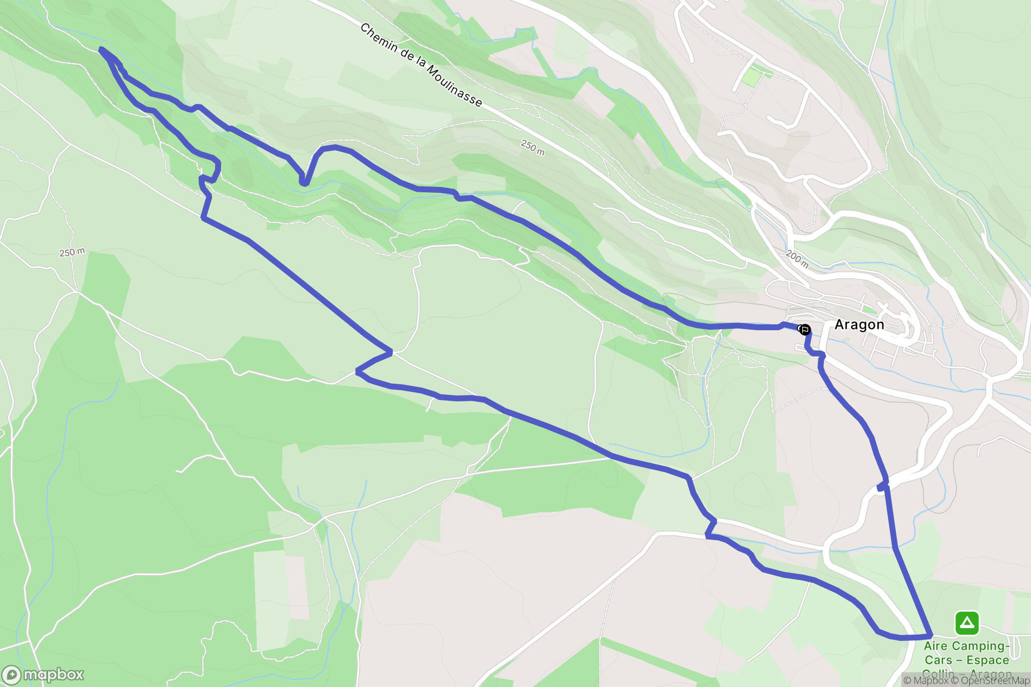 Aragon : carte du parcours de randonnée - France