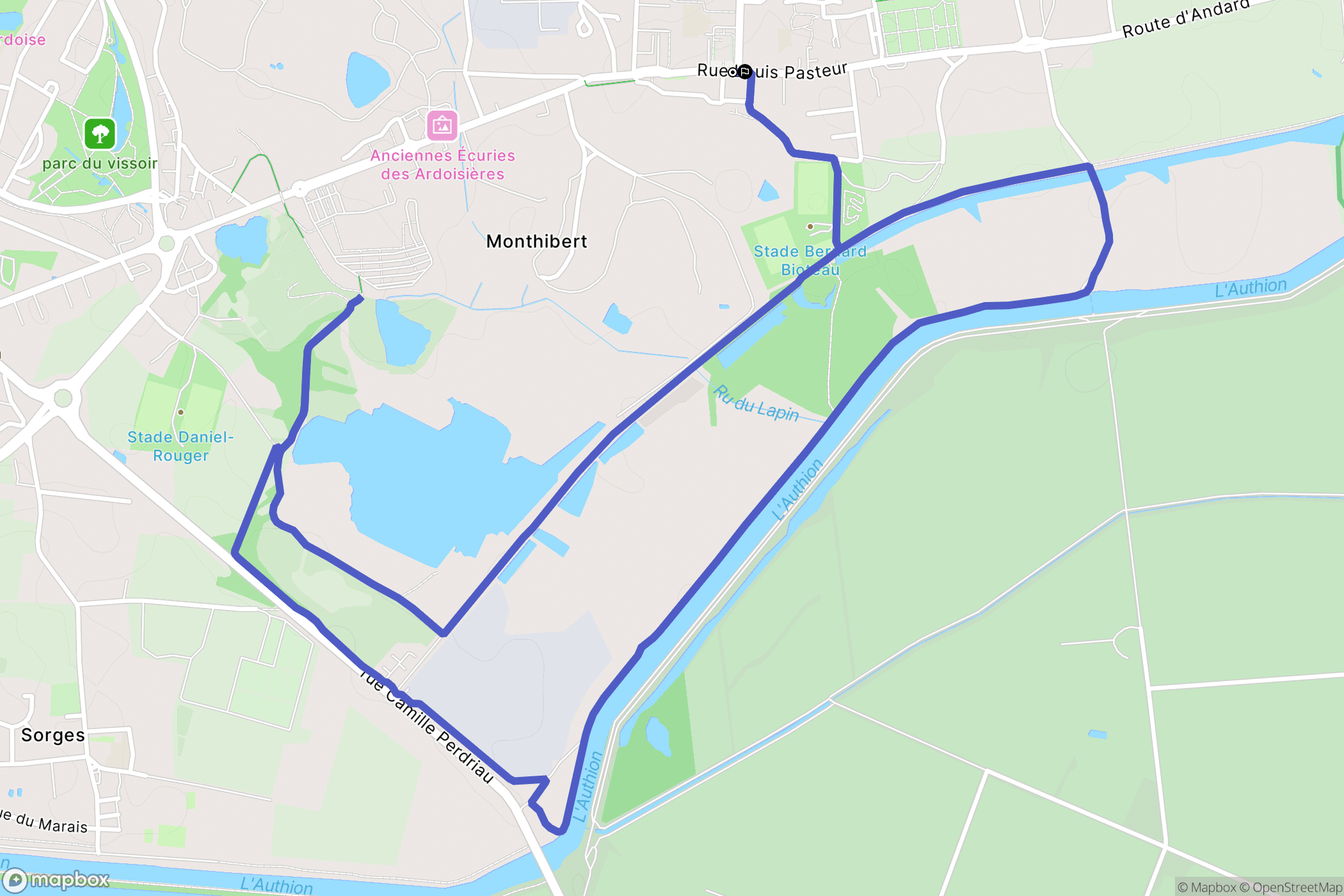 Trélazé : carte du parcours de randonnée - France