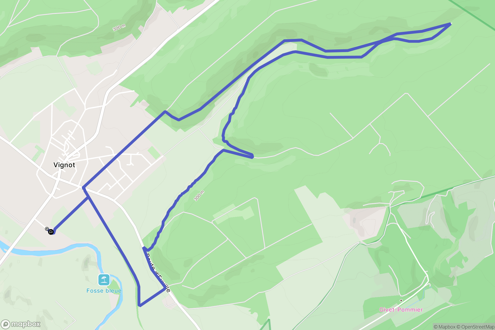 Vignot : carte du parcours de randonnée - France