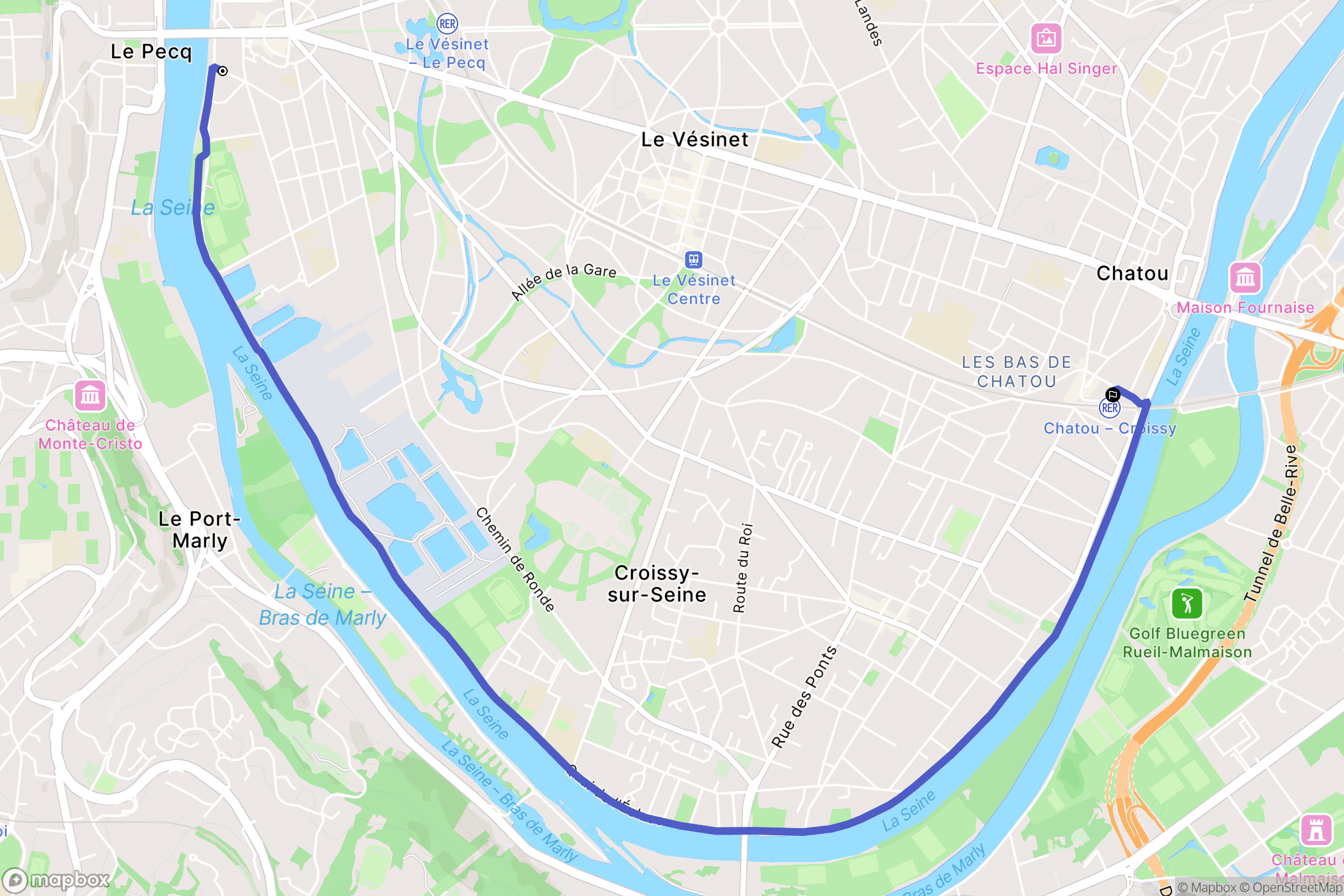 Le Pecq : carte du parcours de randonnée - France
