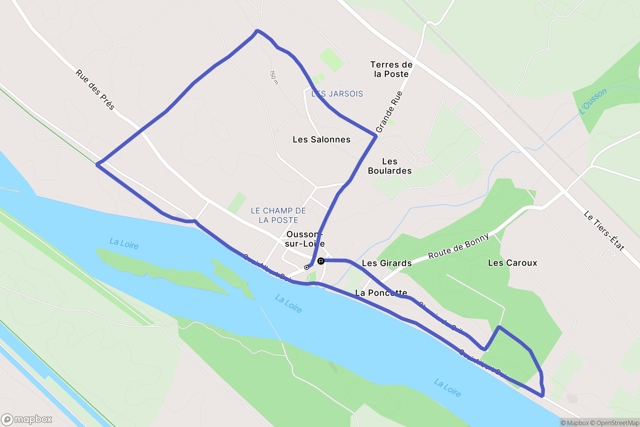 Ousson-sur-Loire : carte du parcours de randonnée - France