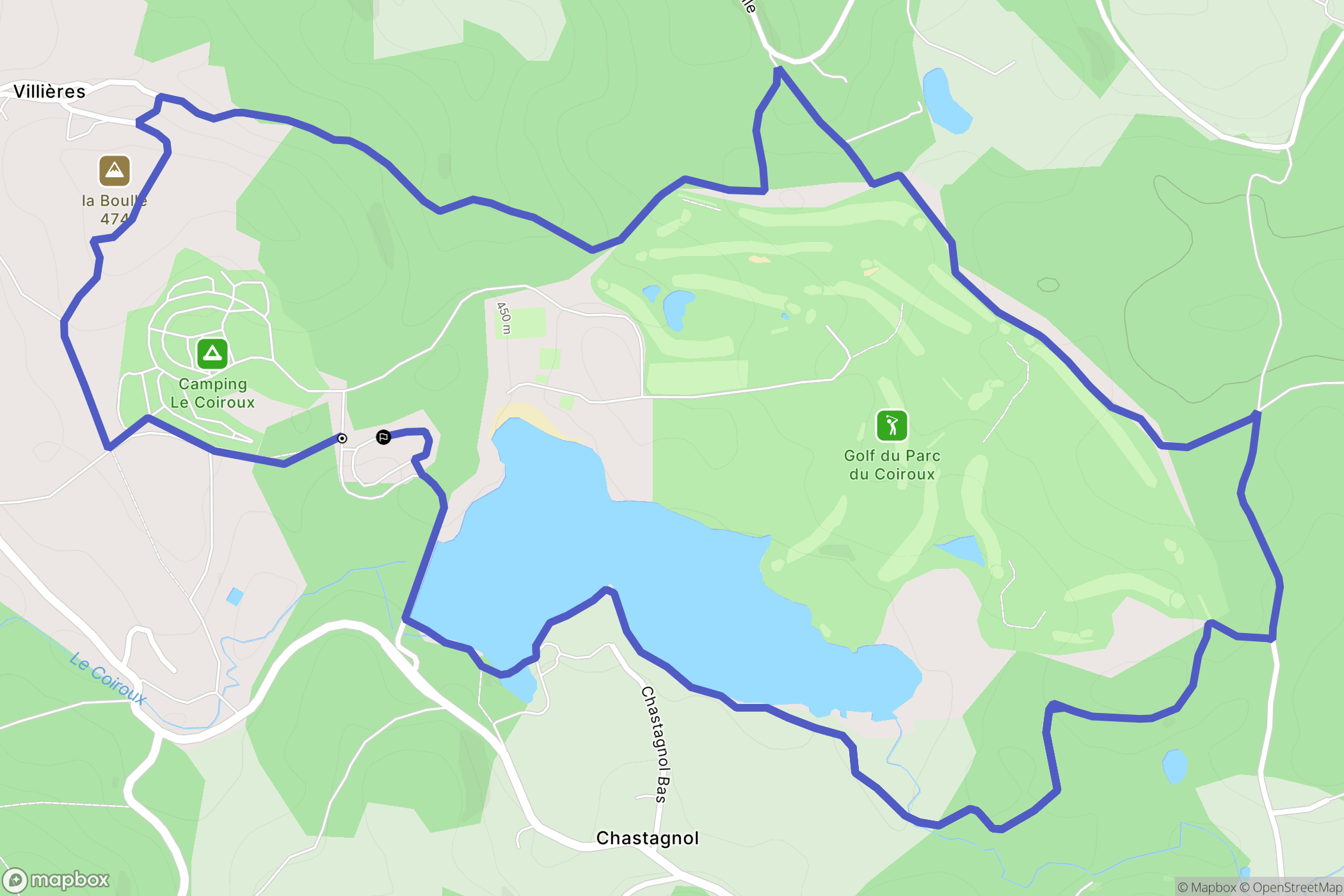 Aubazine : carte du parcours de randonnée - France