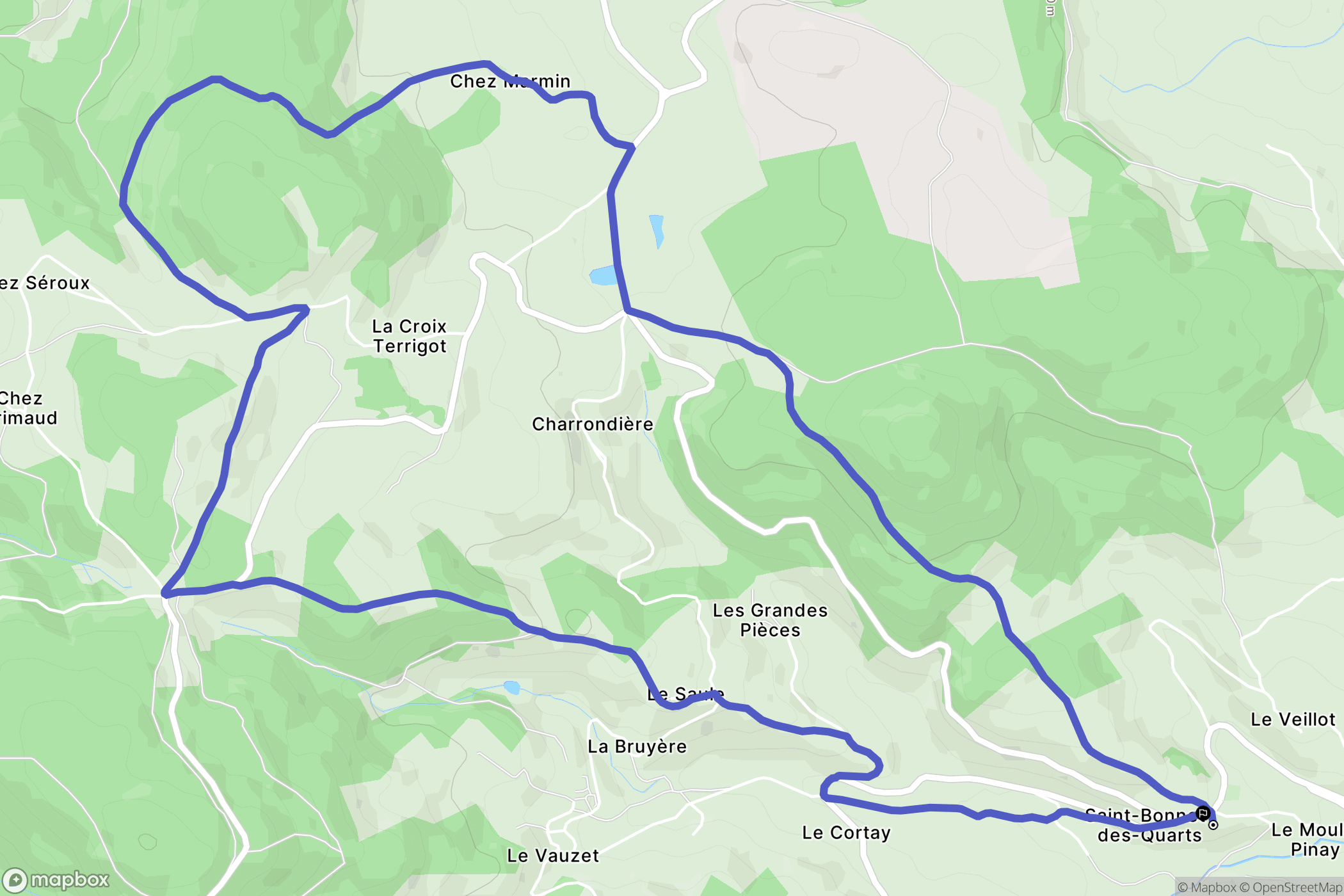 Saint-Bonnet-des-Quarts : carte du parcours de randonnée - France