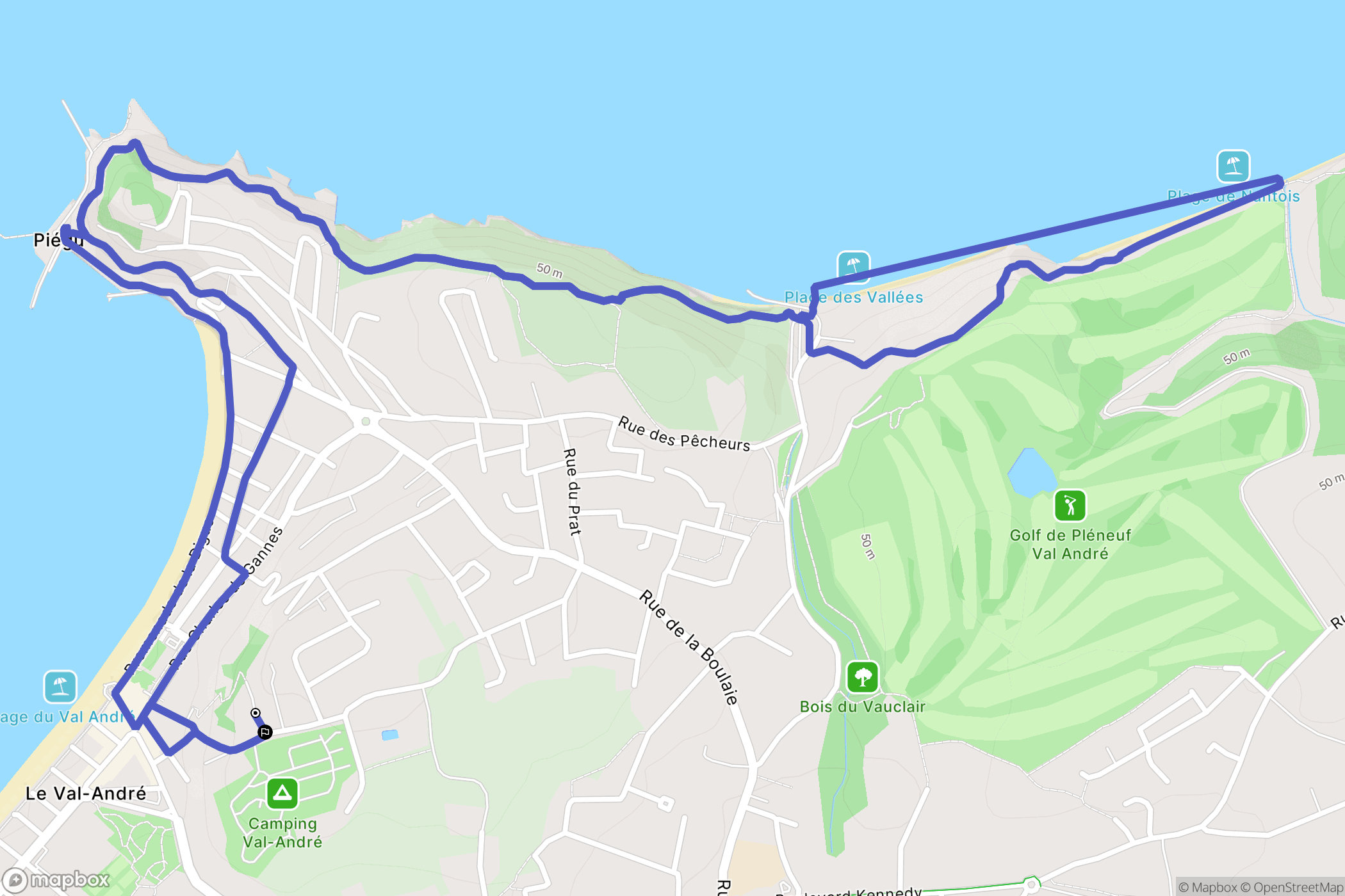 Pléneuf-Val-André : carte du parcours de randonnée - France