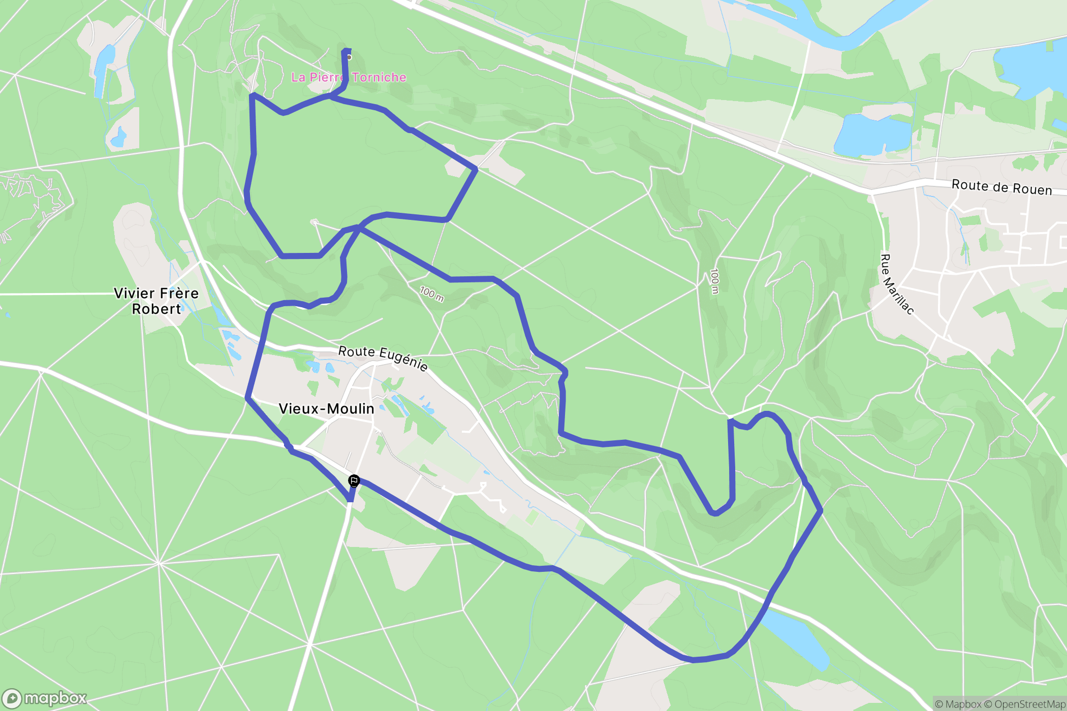 Vieux-Moulin : carte du parcours de randonnée - France