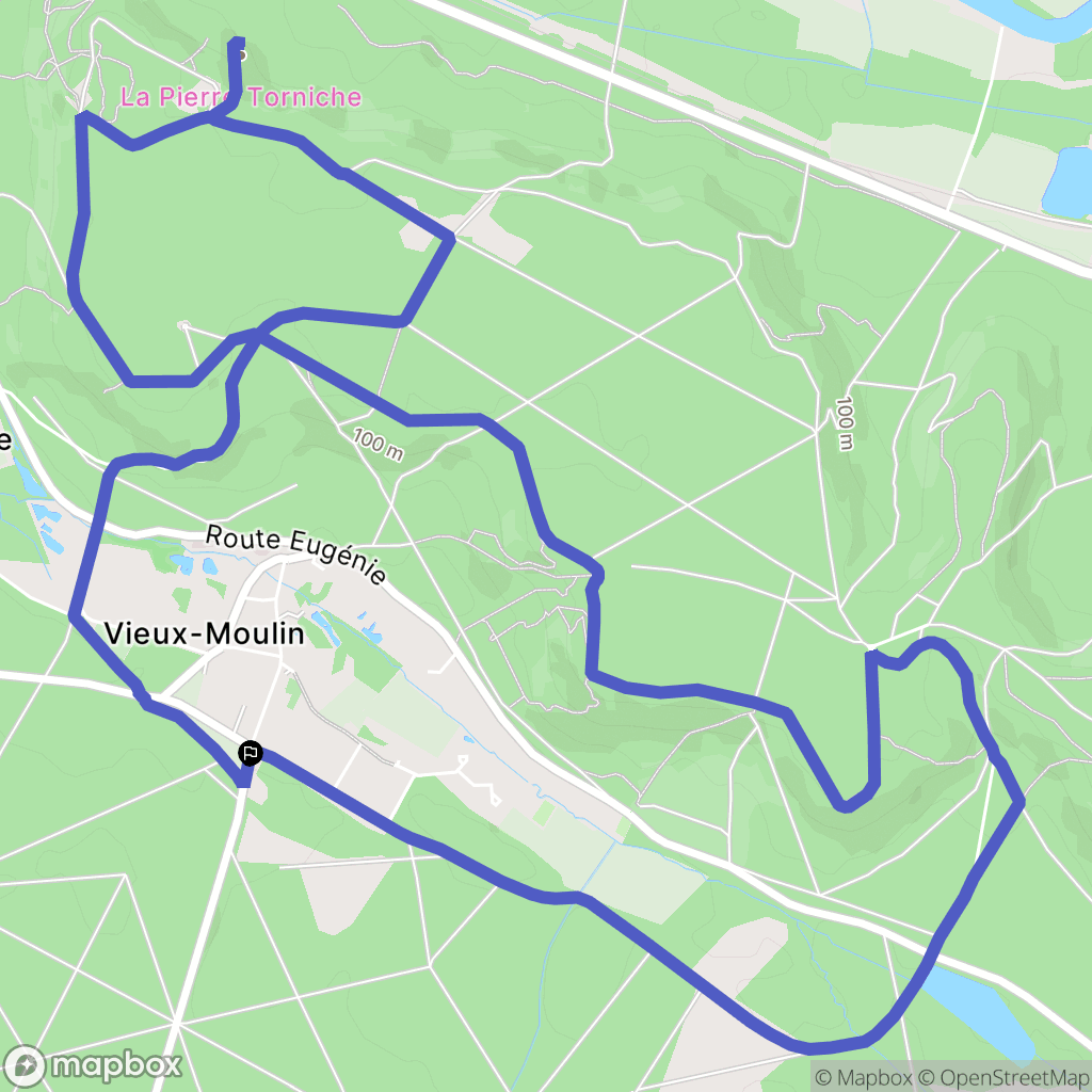 Vieux-Moulin : carte du parcours de randonnée - France