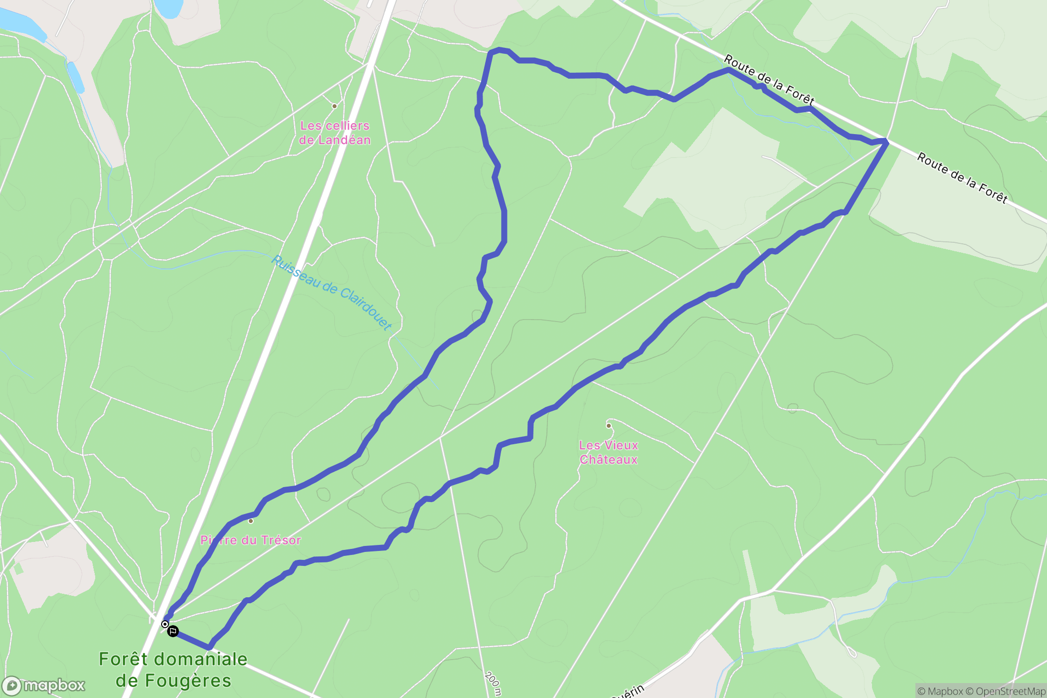 Landéan : carte du parcours de randonnée - France