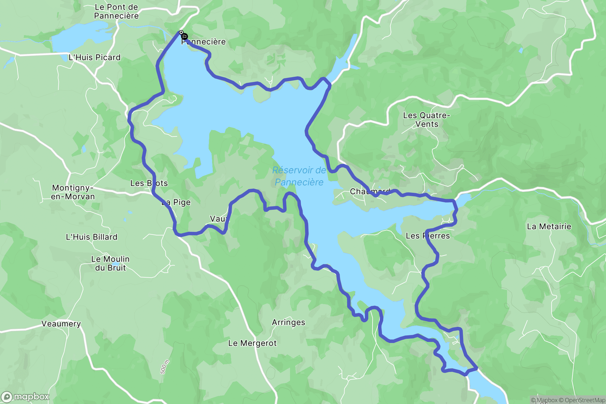 Chaumard : carte du parcours de randonnée - France