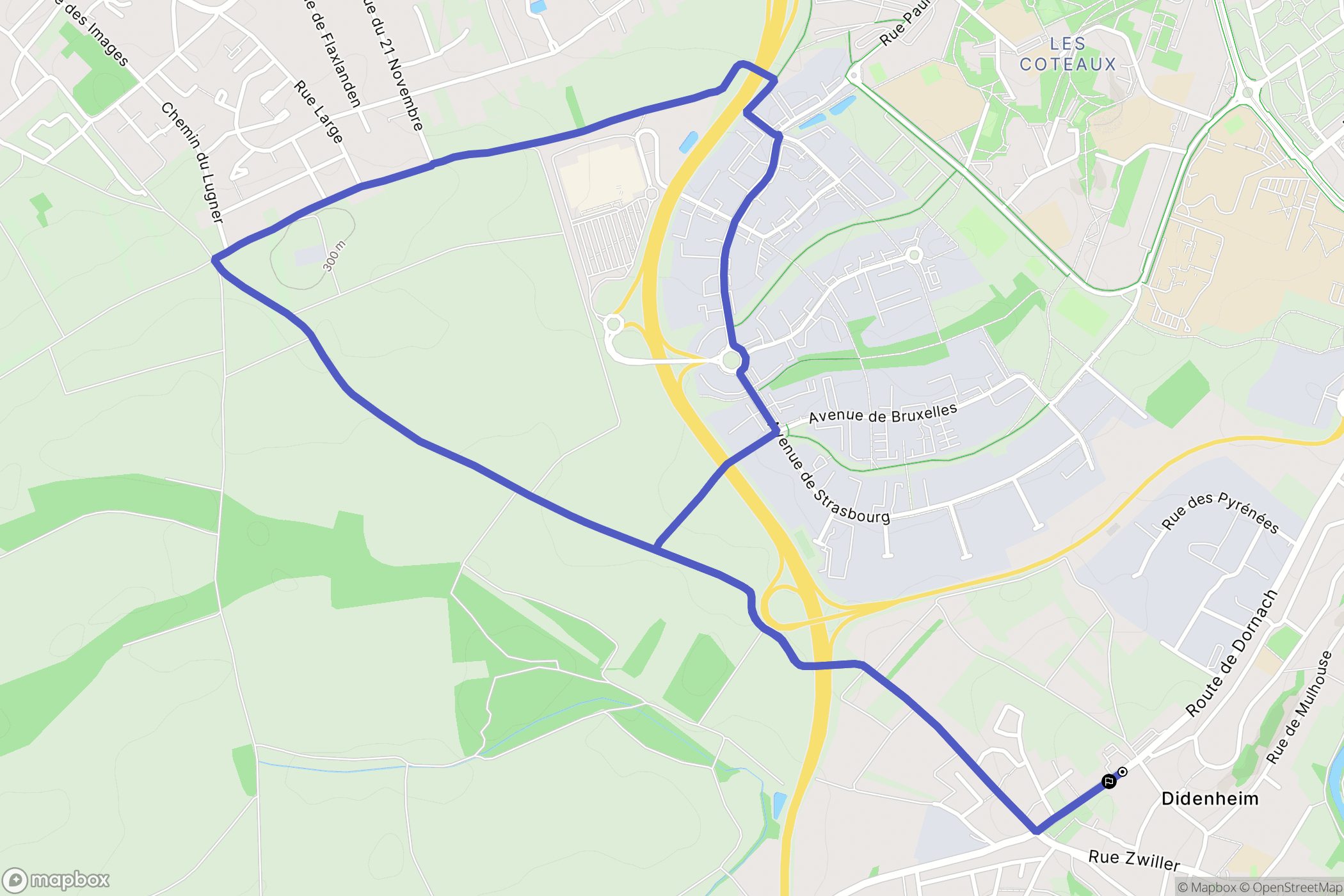 Brunstatt-Didenheim : carte du parcours de randonnée - France