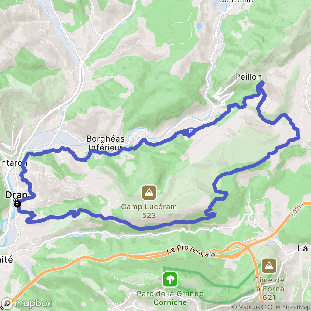 Drap : carte du parcours de randonnée - France