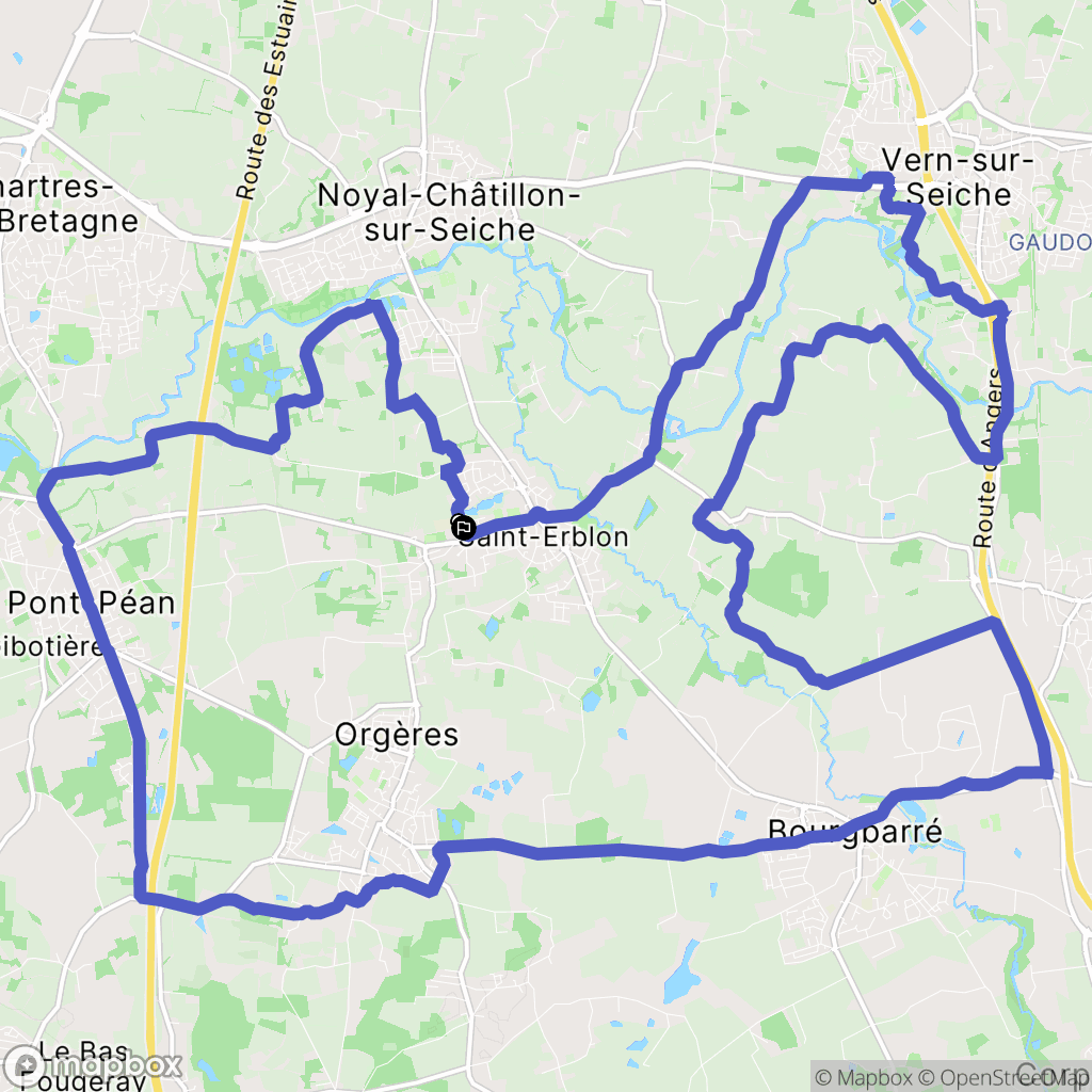 Saint-Erblon : carte du parcours de randonnée - France