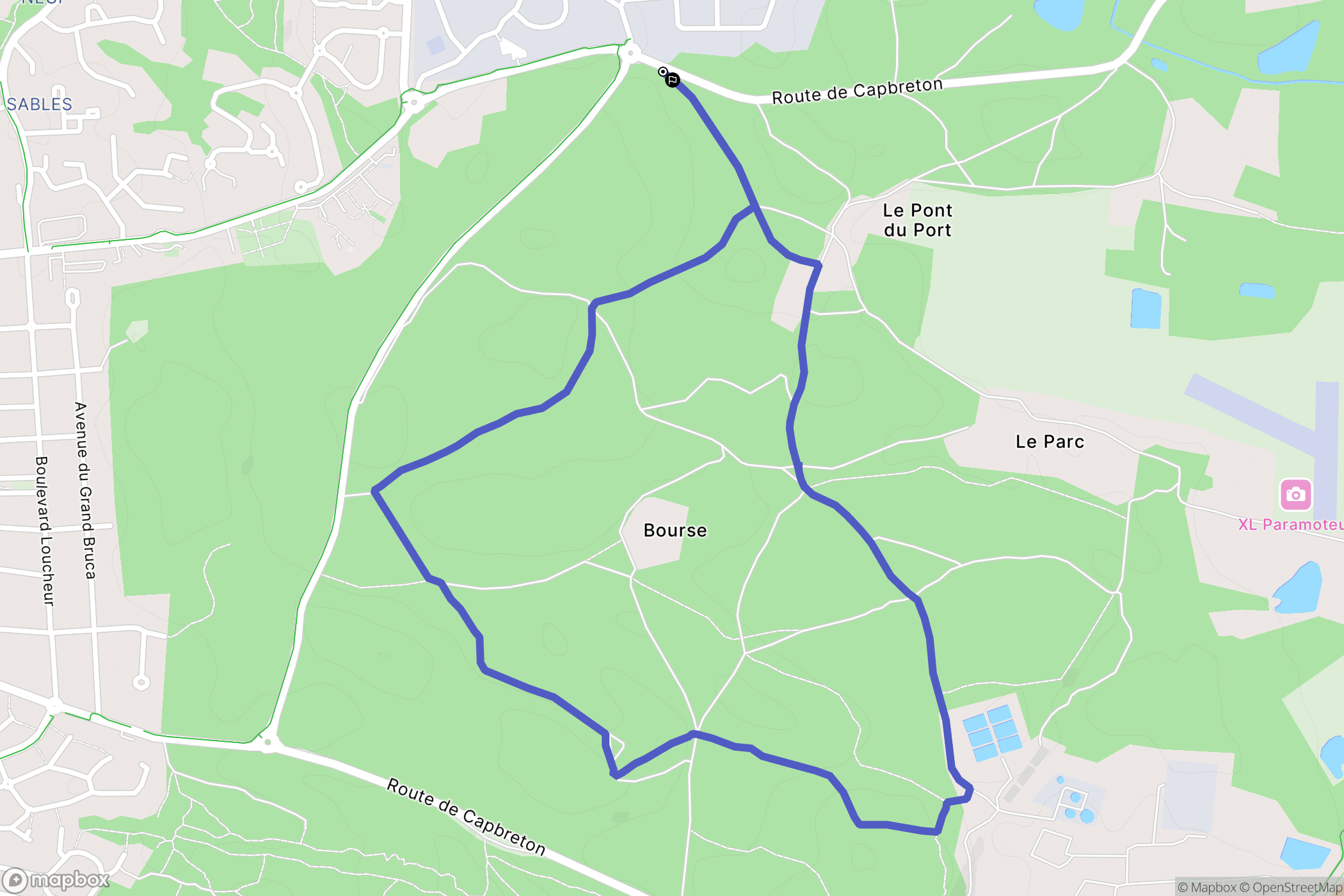 Capbreton : carte du parcours de randonnée - France