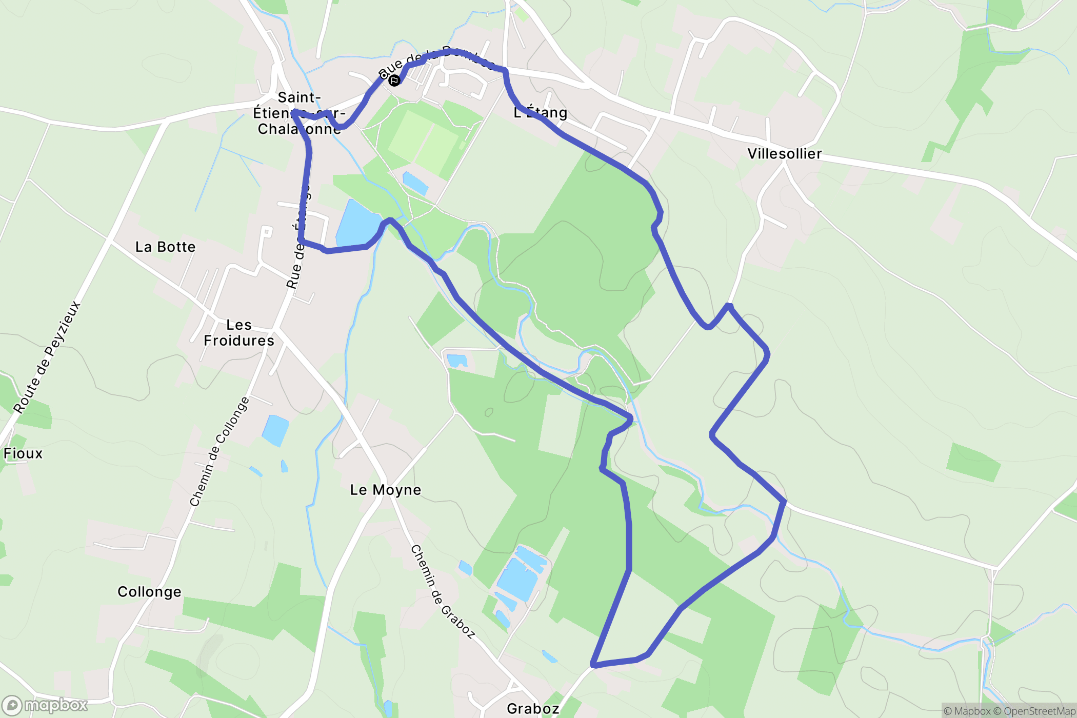 Saint-Étienne-sur-Chalaronne : carte du parcours de randonnée - France