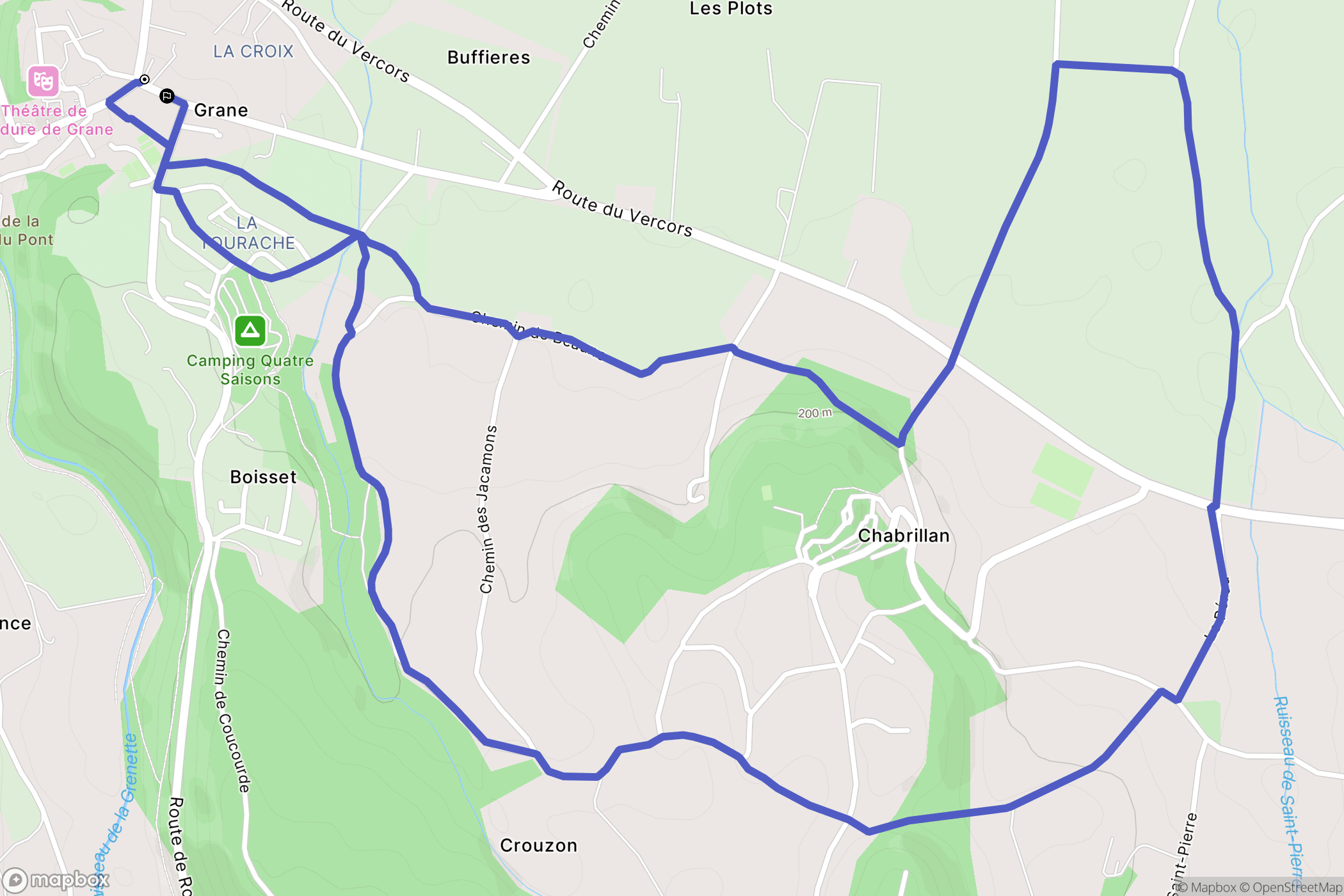 Grane : carte du parcours de randonnée - France