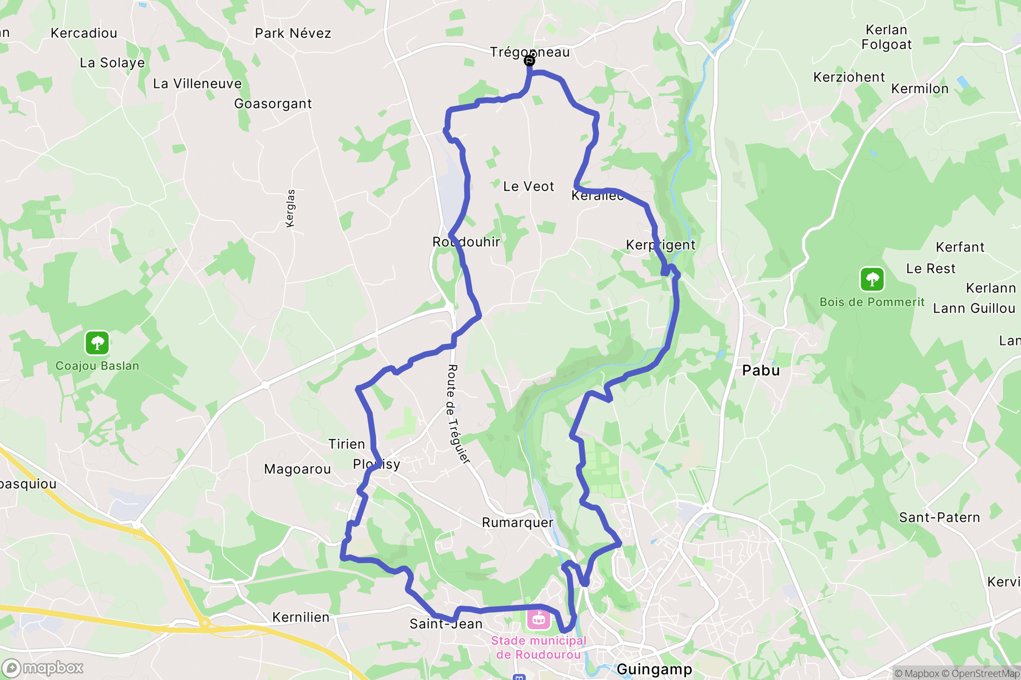 Trégonneau : carte du parcours de randonnée - France