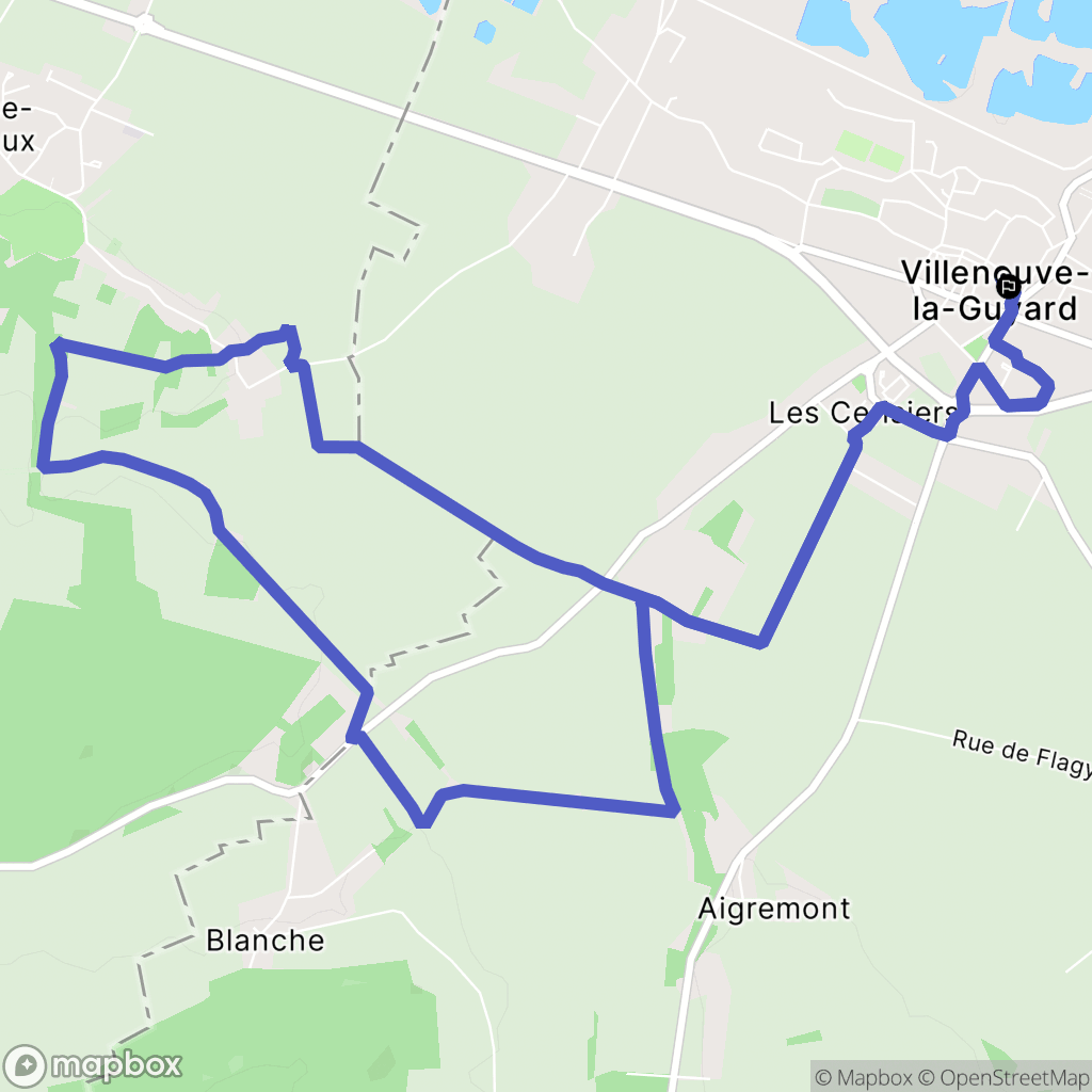 Villeneuve-la-Guyard : carte du parcours de randonnée - France