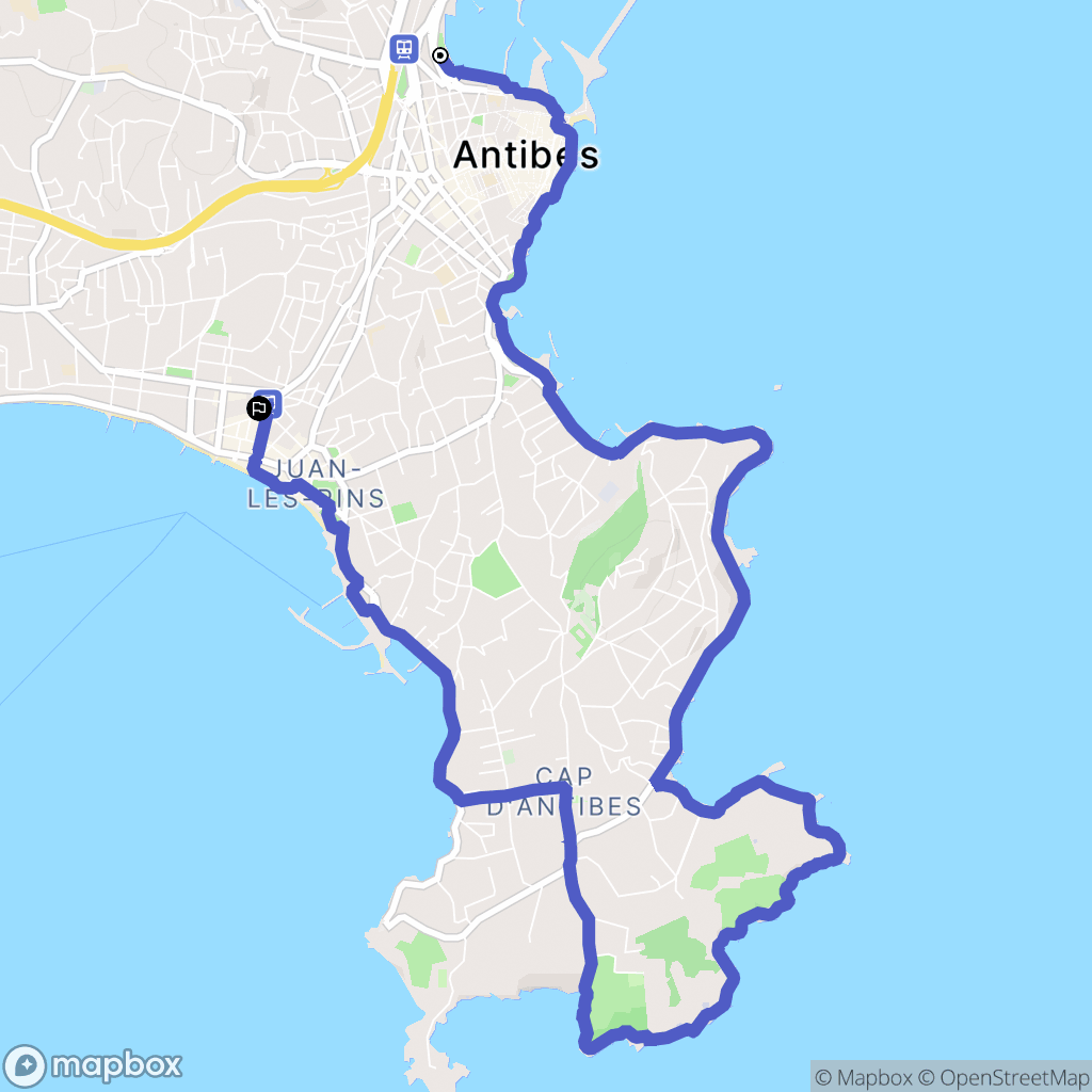 Antibes : carte du parcours de randonnée - France