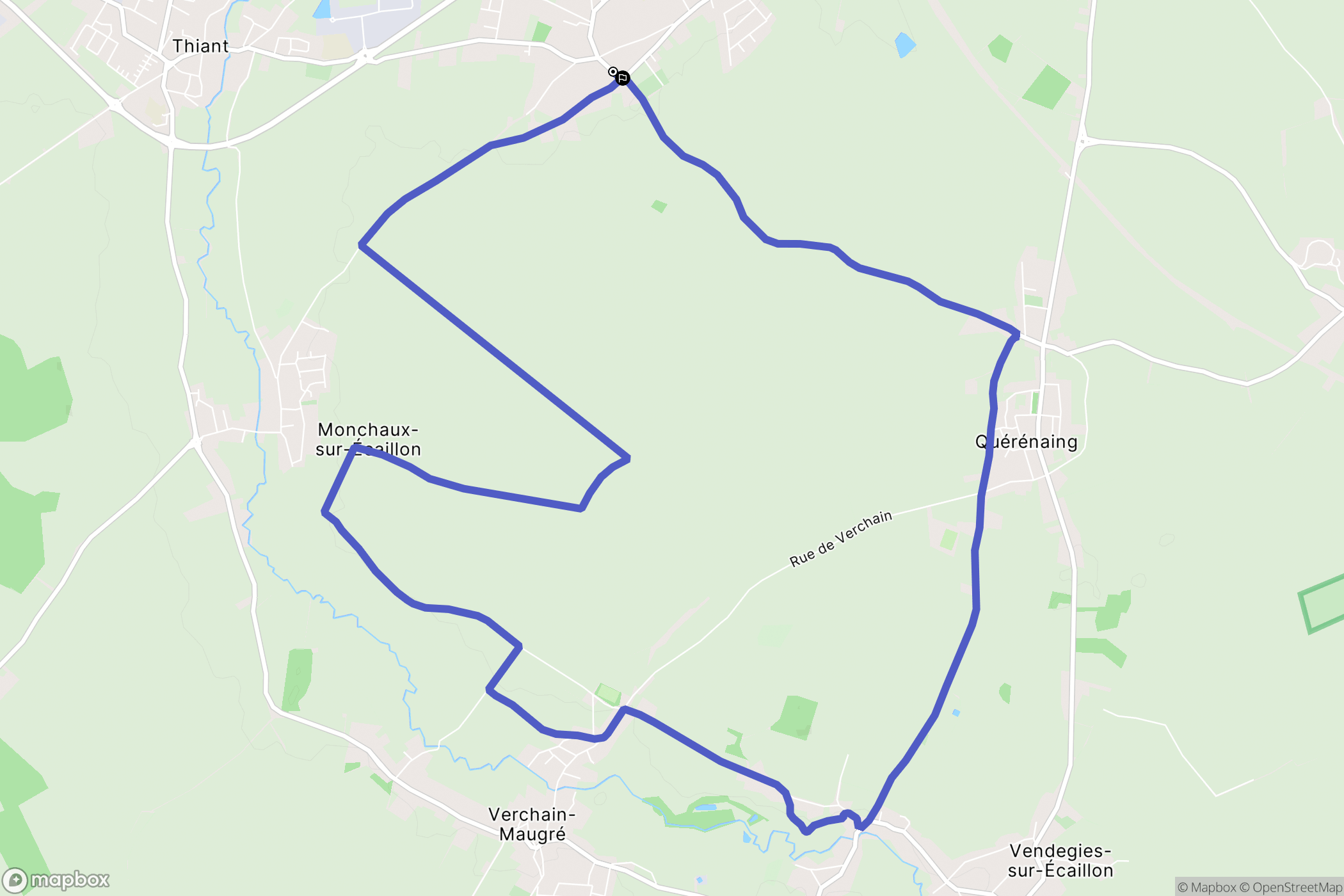 Maing : carte du parcours de randonnée - France