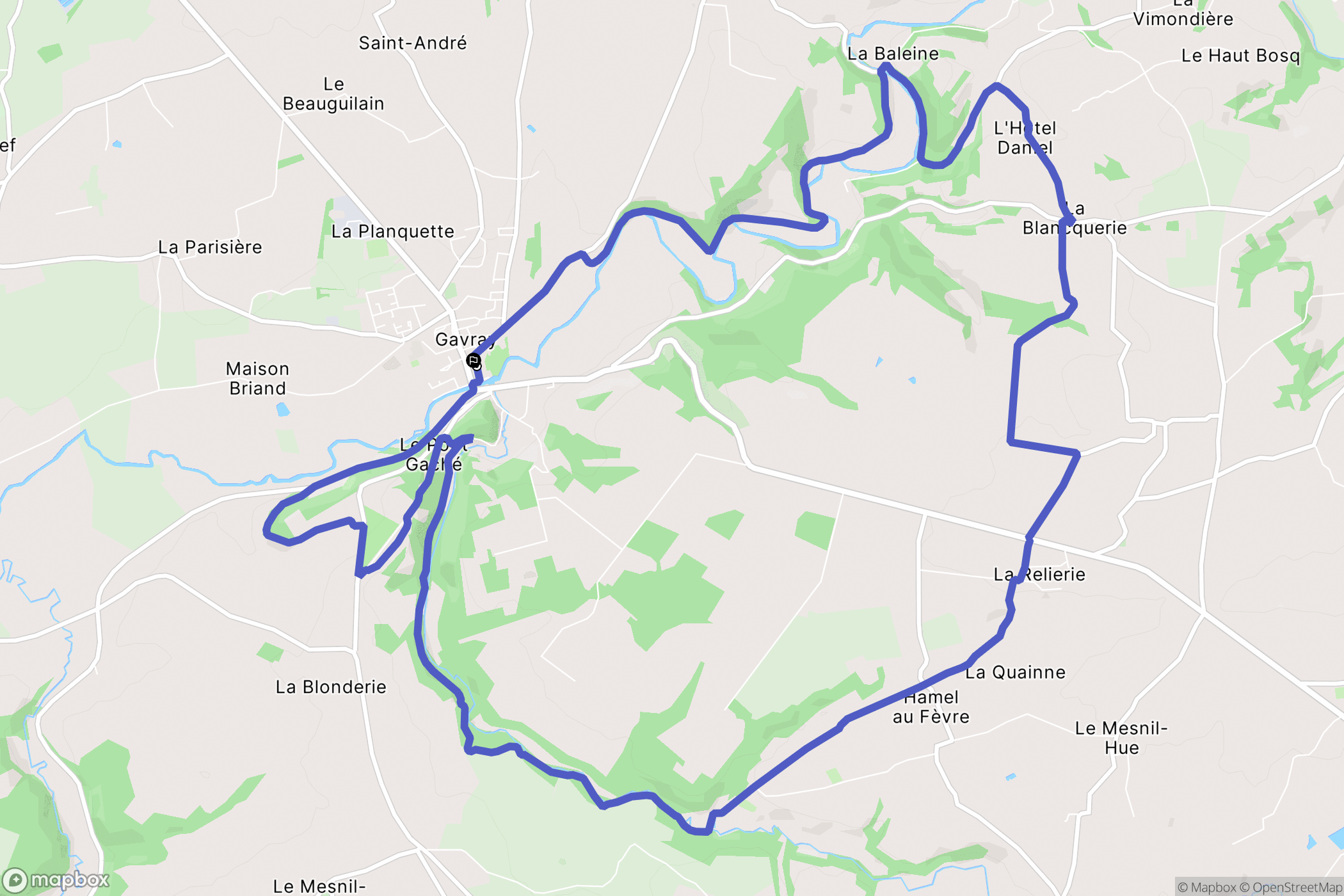 Gavray-sur-Sienne : carte du parcours de randonnée - France
