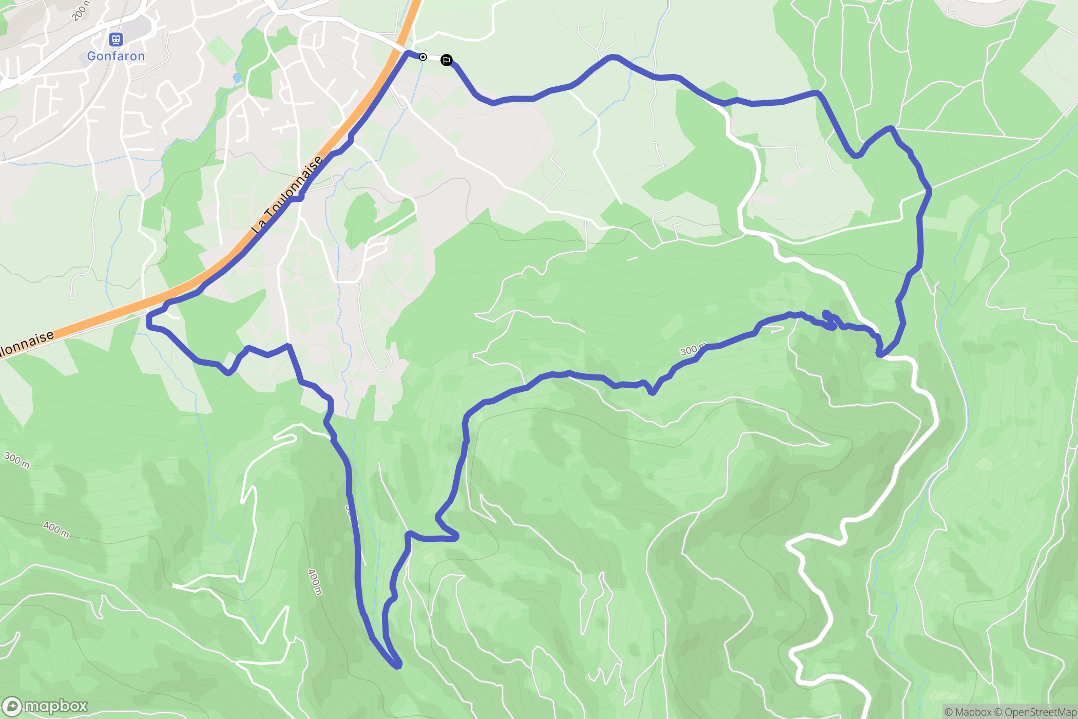 Gonfaron : carte du parcours de randonnée - France