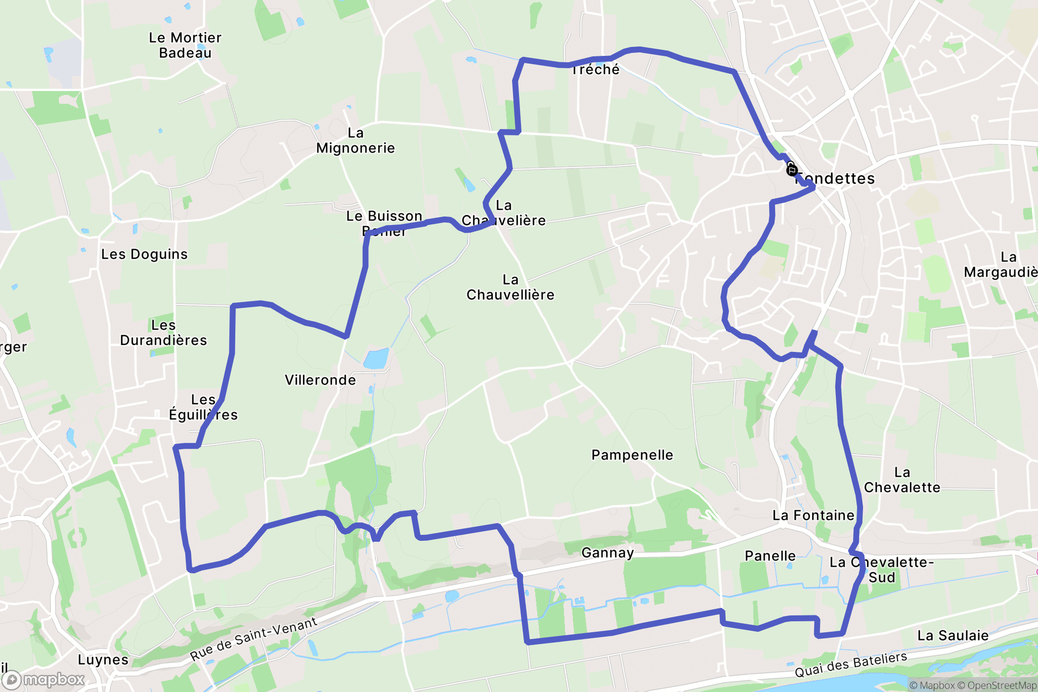Fondettes : carte du parcours de randonnée - France