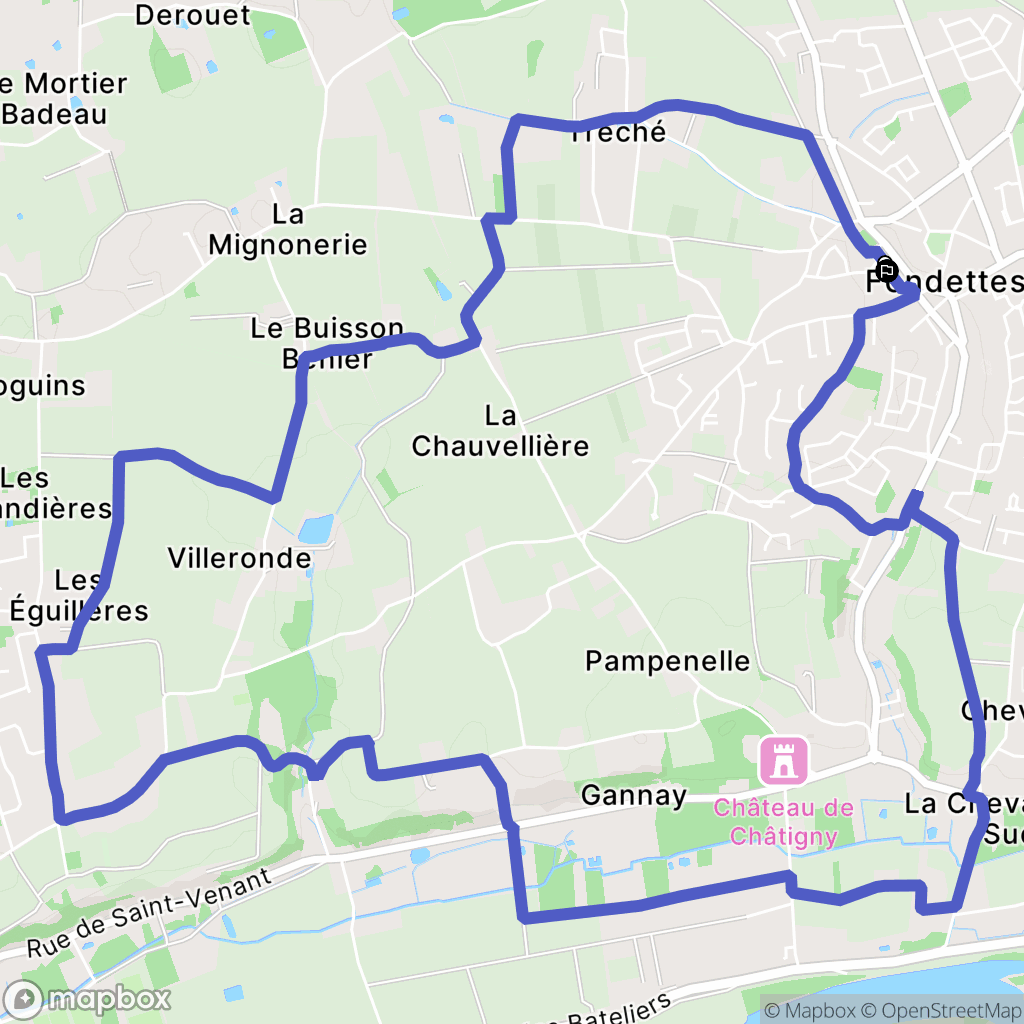 Fondettes : carte du parcours de randonnée - France
