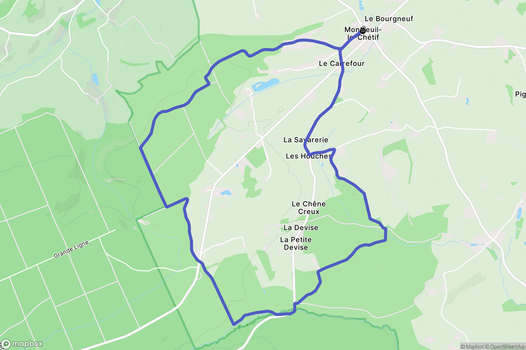 Montreuil-le-Chétif : carte du parcours de randonnée - France