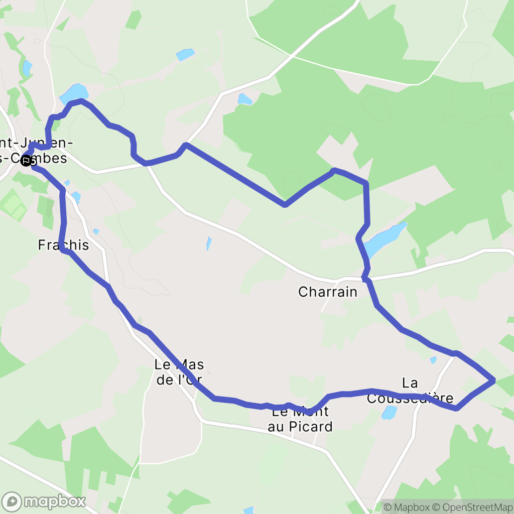 Saint-Junien-les-Combes : carte du parcours de randonnée - France