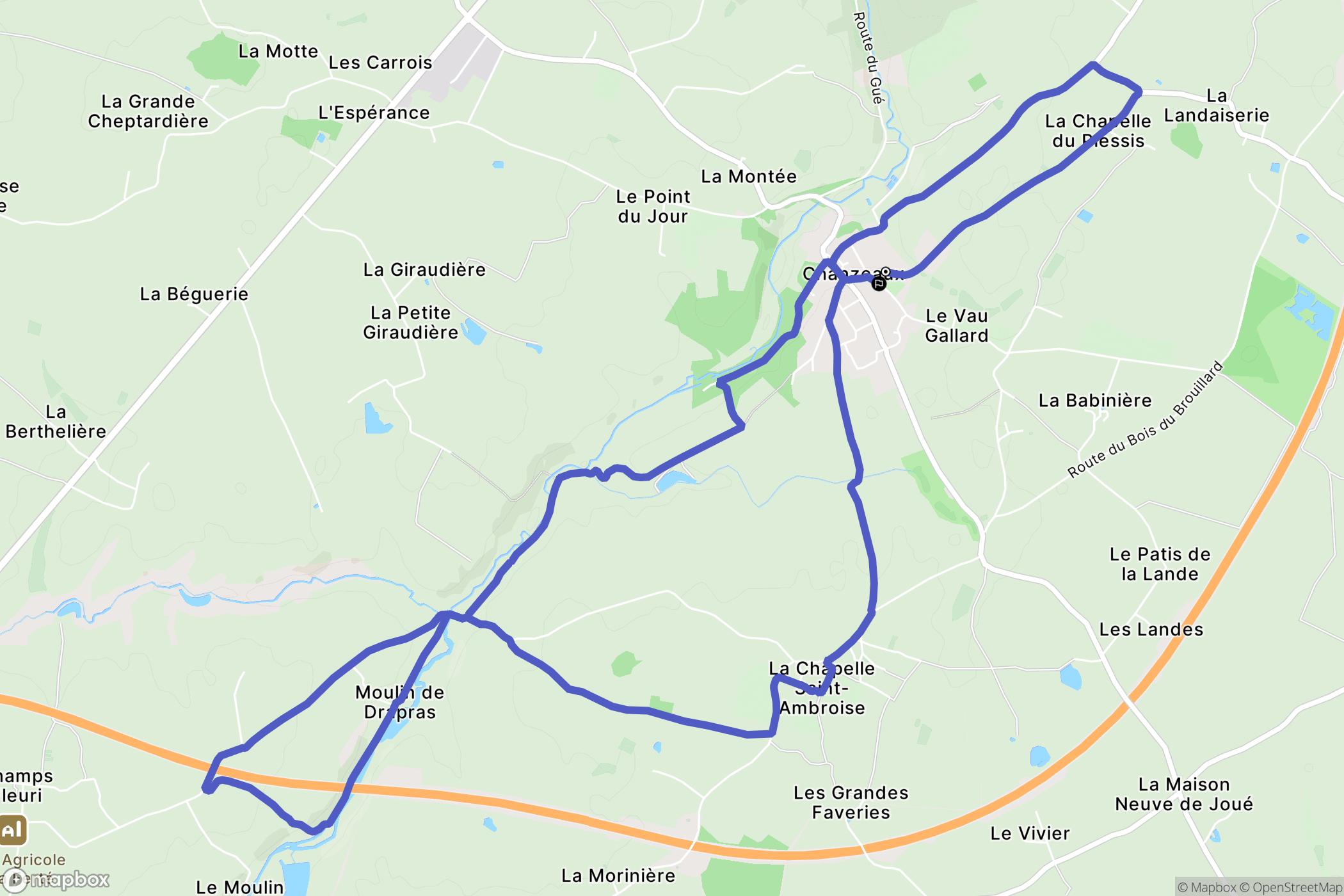 Chemillé-en-Anjou : carte du parcours de randonnée - France