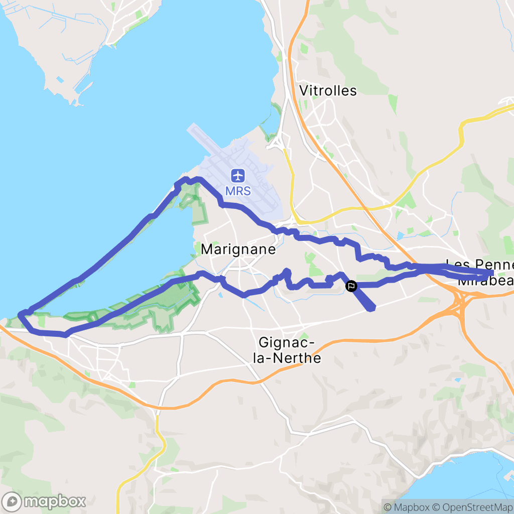 Marignane : carte du parcours de randonnée - France