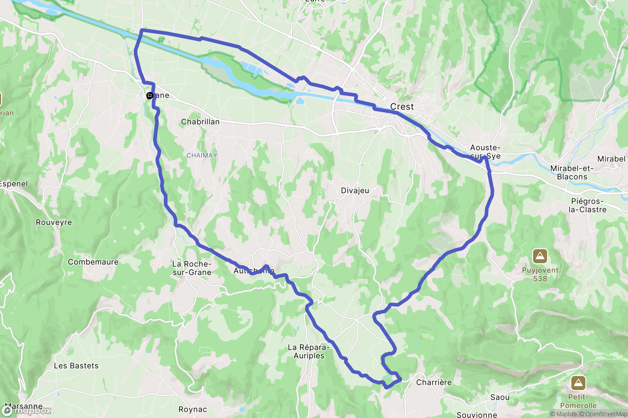 Grane : carte du parcours de randonnée - France