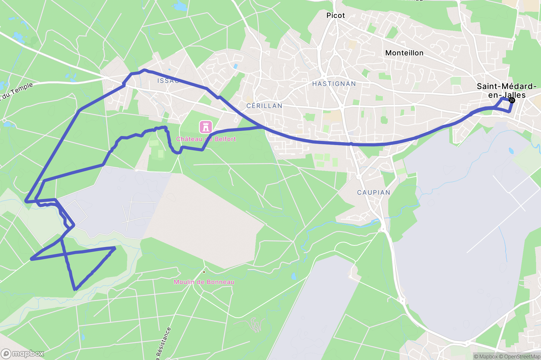 Saint-Médard-en-Jalles : carte du parcours de randonnée - France