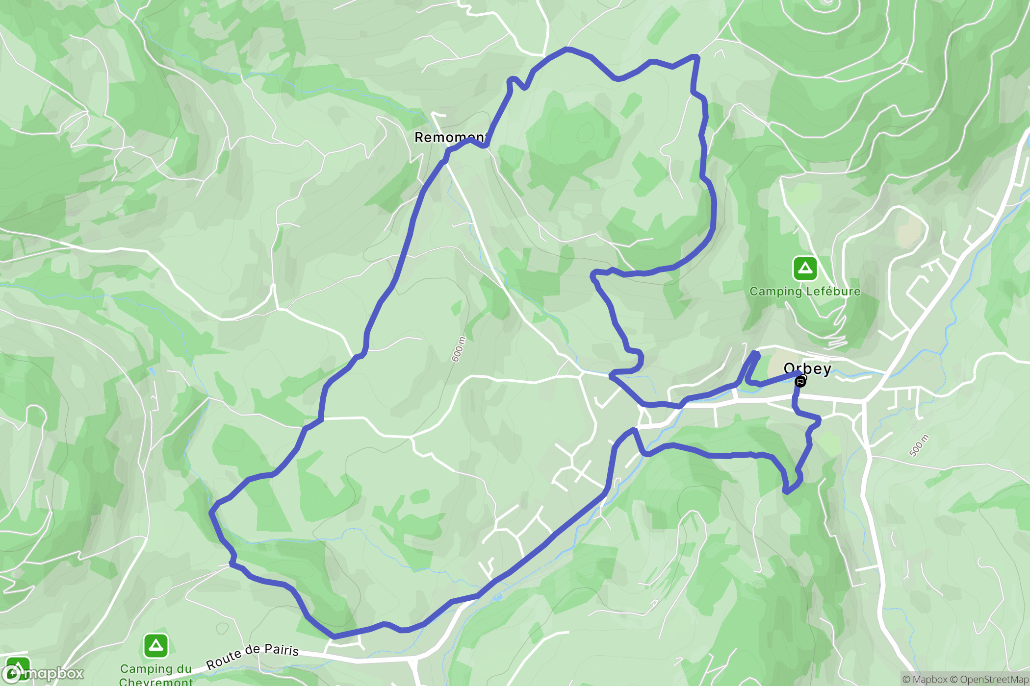 Orbey : carte du parcours de randonnée - France