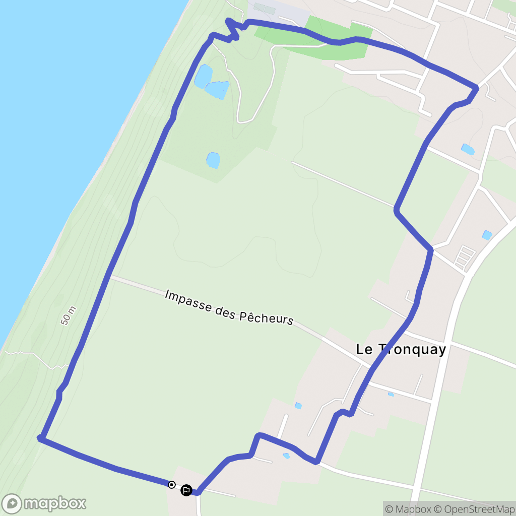 Octeville-sur-Mer : carte du parcours de randonnée - France