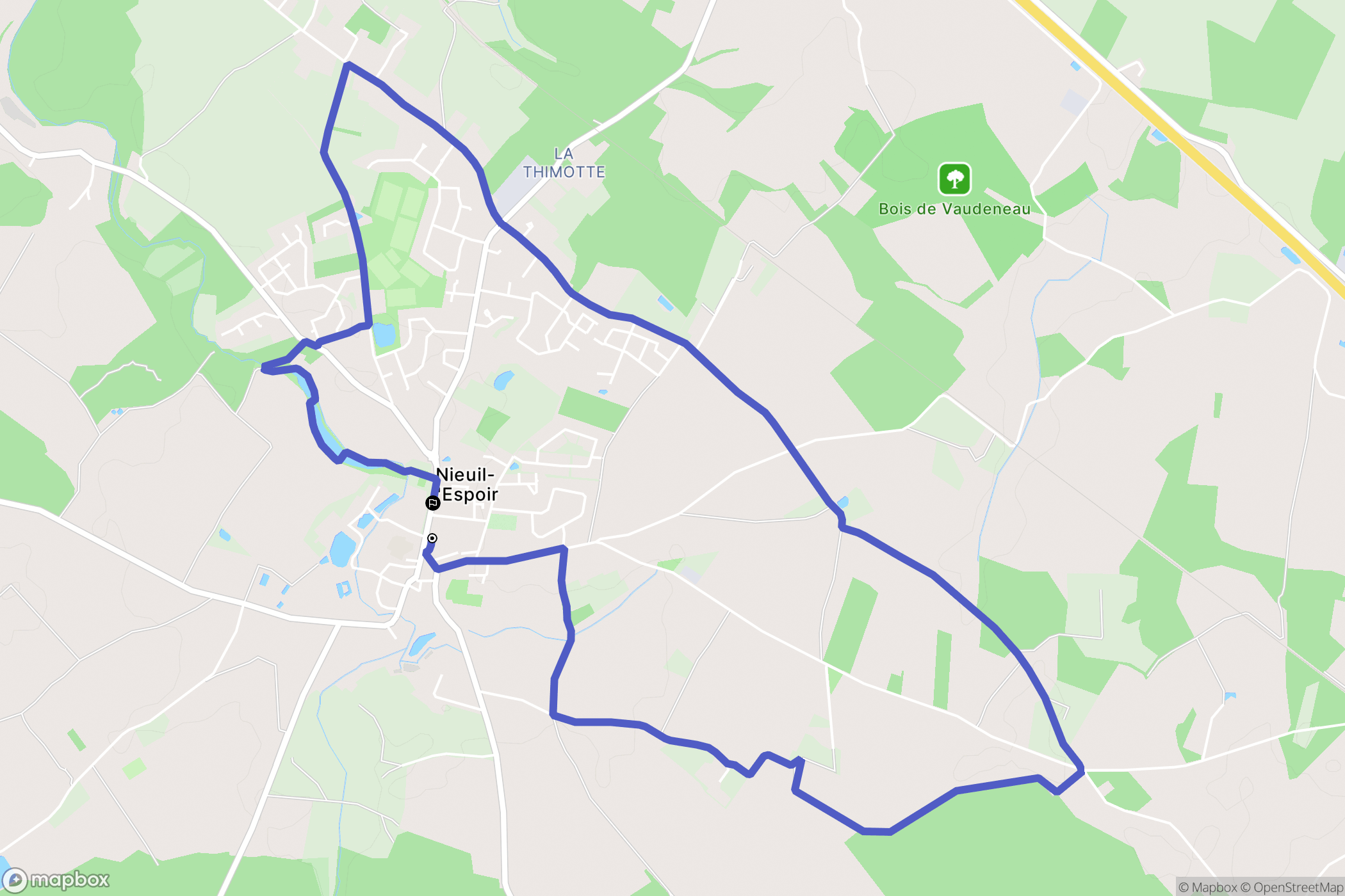 Nieuil-l'Espoir : carte du parcours de randonnée - France