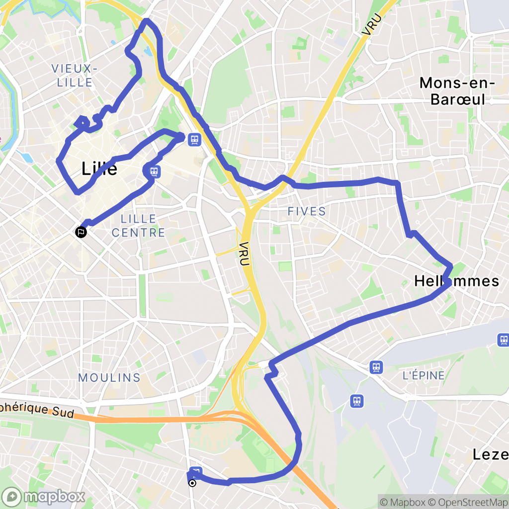 Lille : carte du parcours de randonnée - France