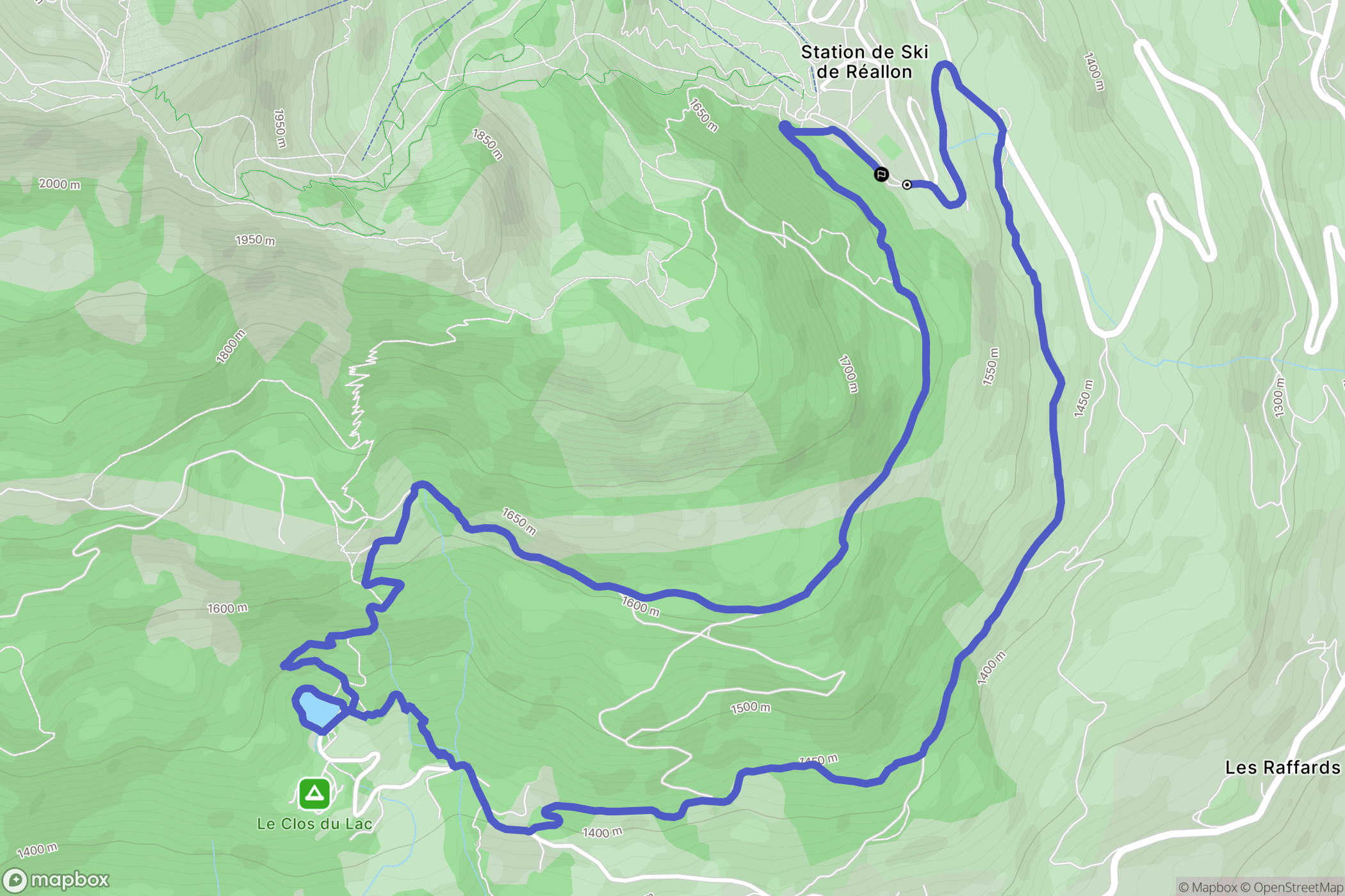 Réallon : carte du parcours de randonnée - France