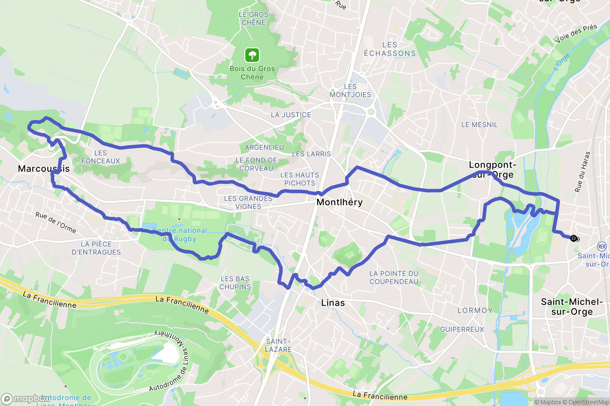 Saint-Michel-sur-Orge : carte du parcours de randonnée - France