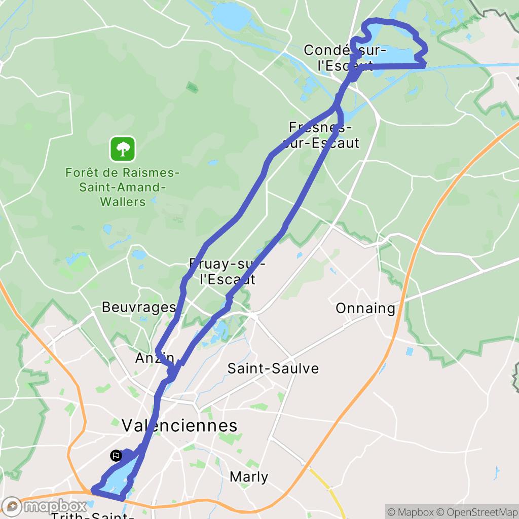 Valenciennes : carte du parcours de randonnée - France
