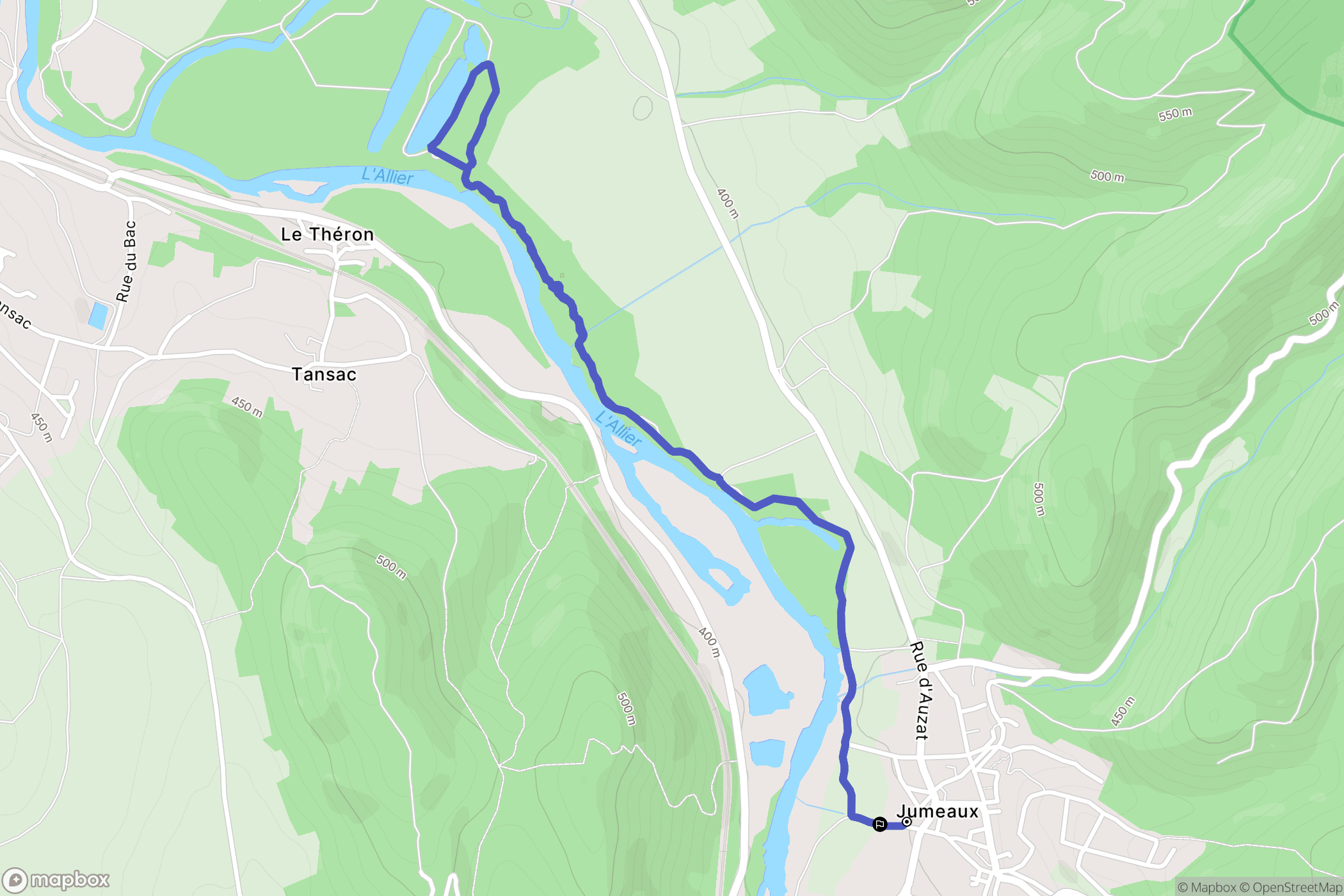 Jumeaux : carte du parcours de randonnée - France
