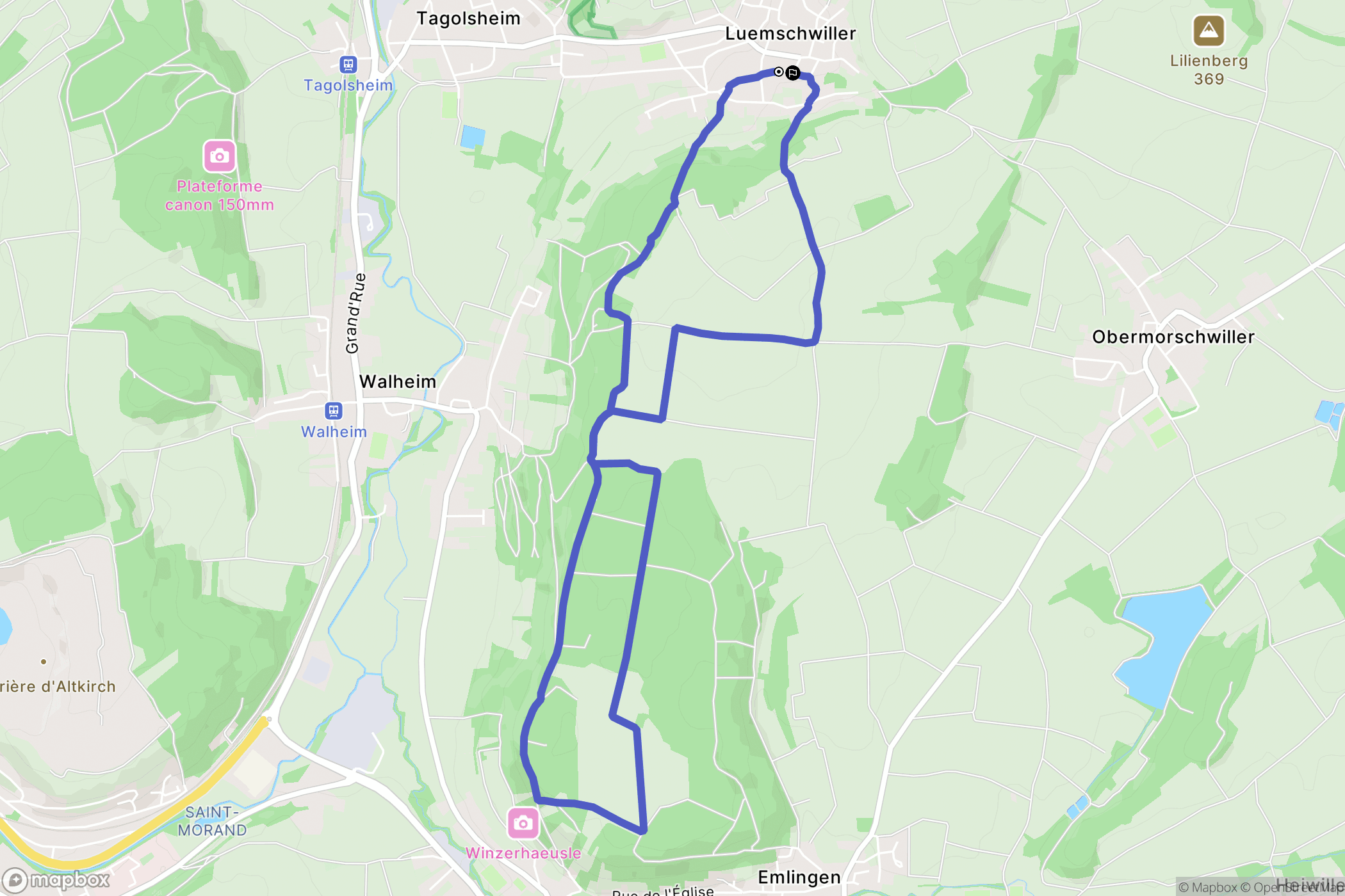 Luemschwiller : carte du parcours de randonnée - France