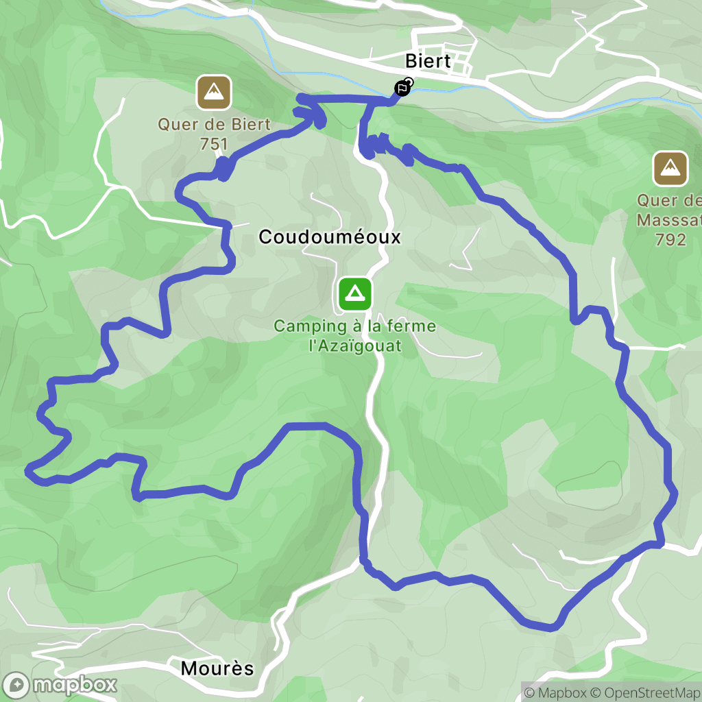 Biert : carte du parcours de randonnée - France