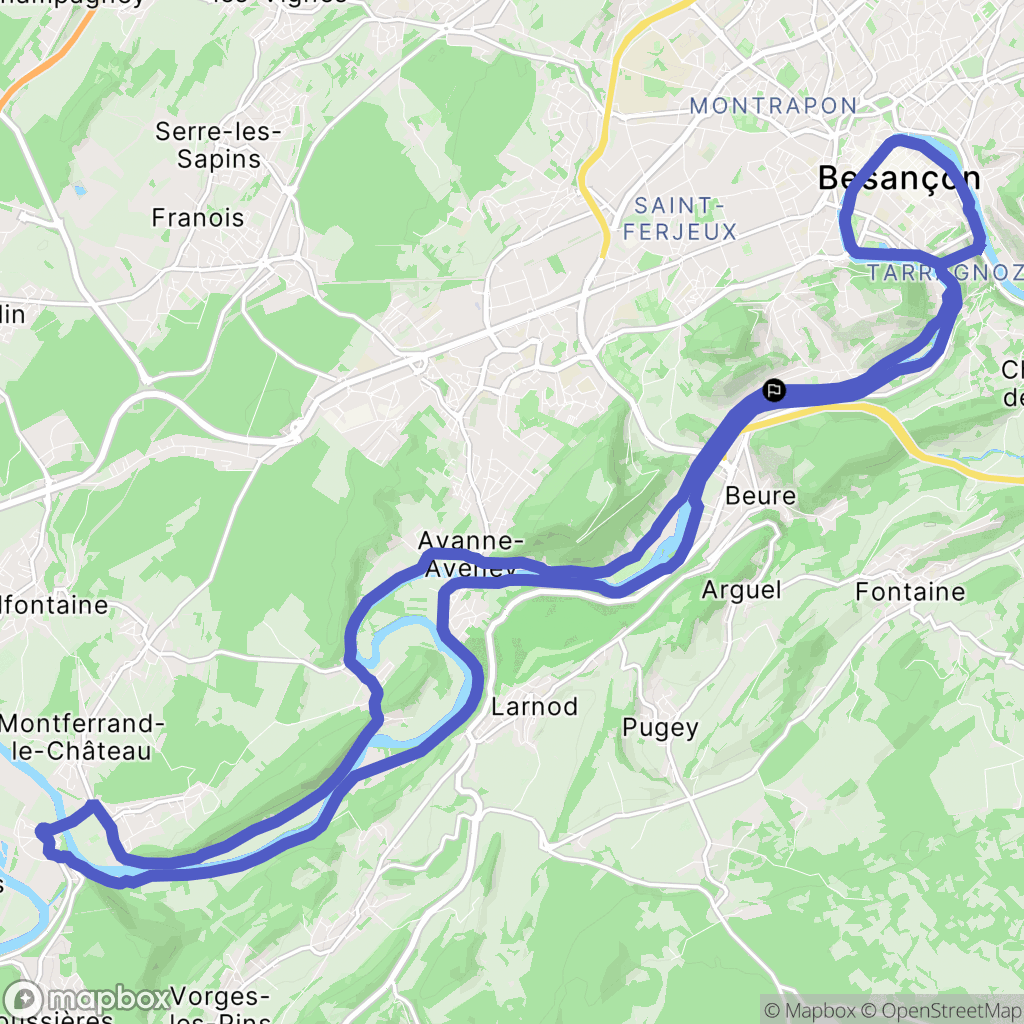Besançon : carte du parcours de randonnée - France