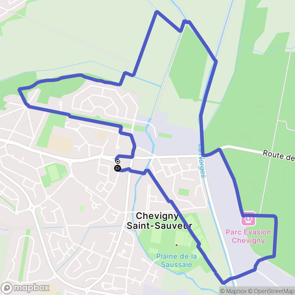 Chevigny-Saint-Sauveur : carte du parcours de randonnée - France