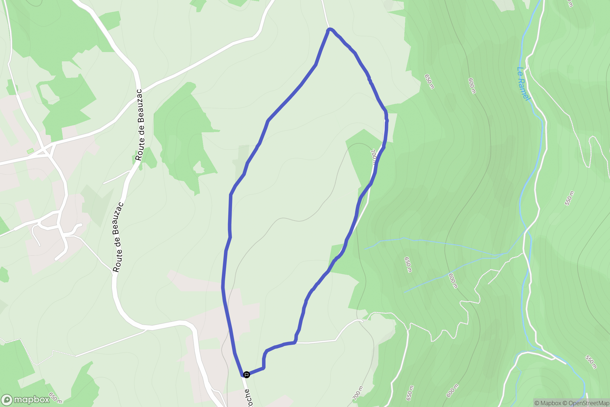 Beaux : carte du parcours de randonnée - France