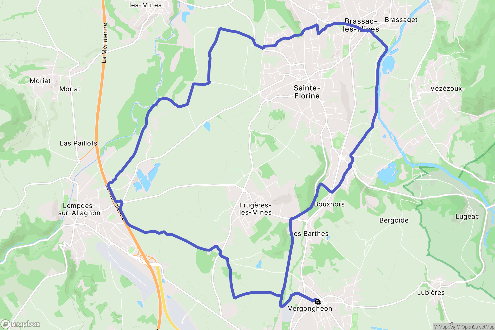 Vergongheon : carte du parcours de randonnée - France