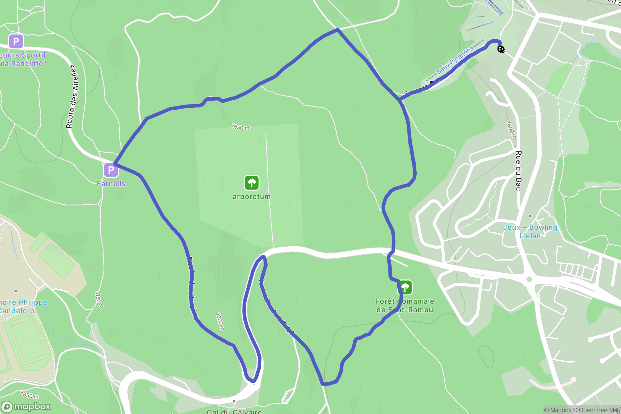 Bolquère : carte du parcours de randonnée - France