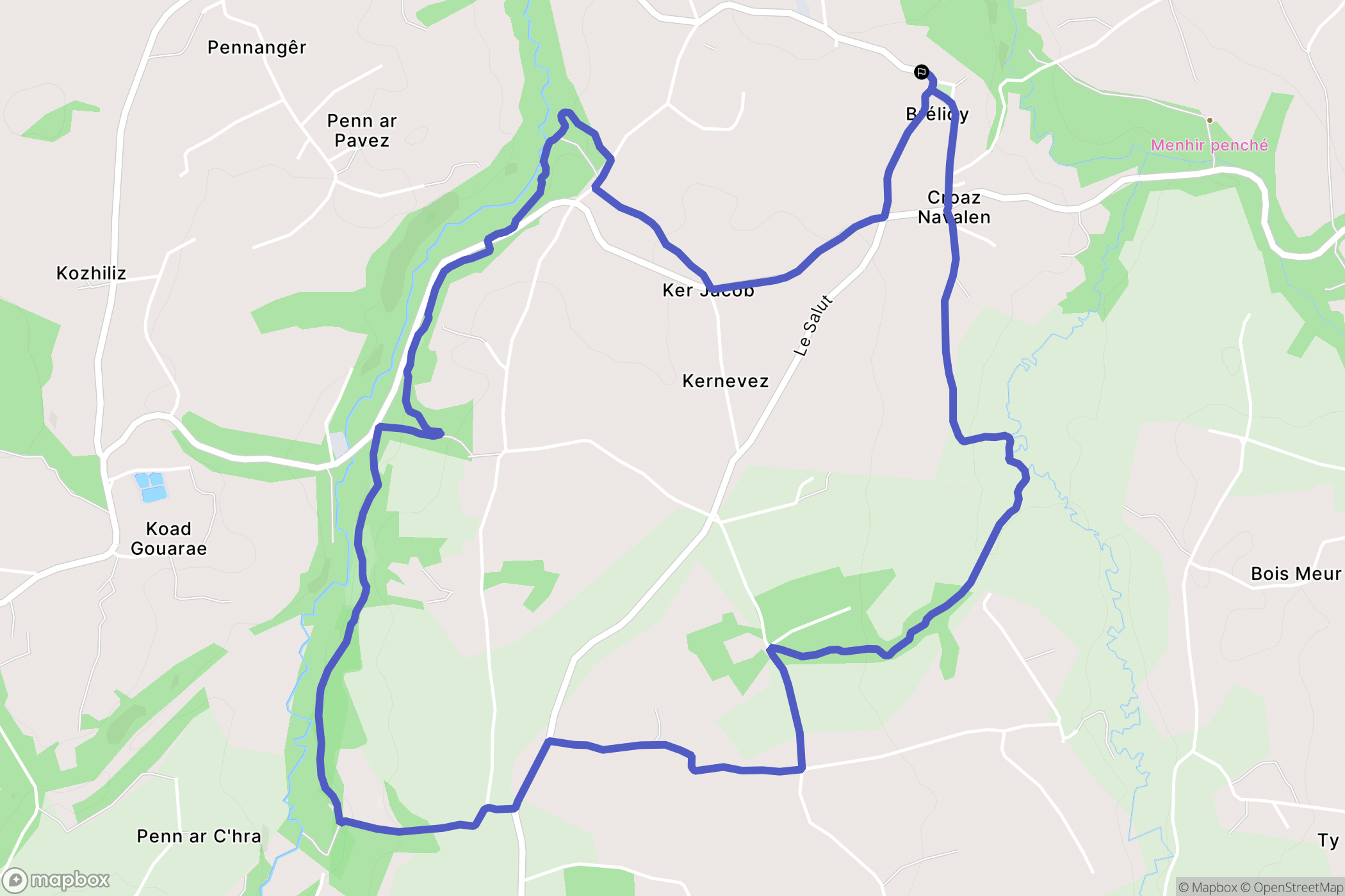 Brélidy : carte du parcours de randonnée - France