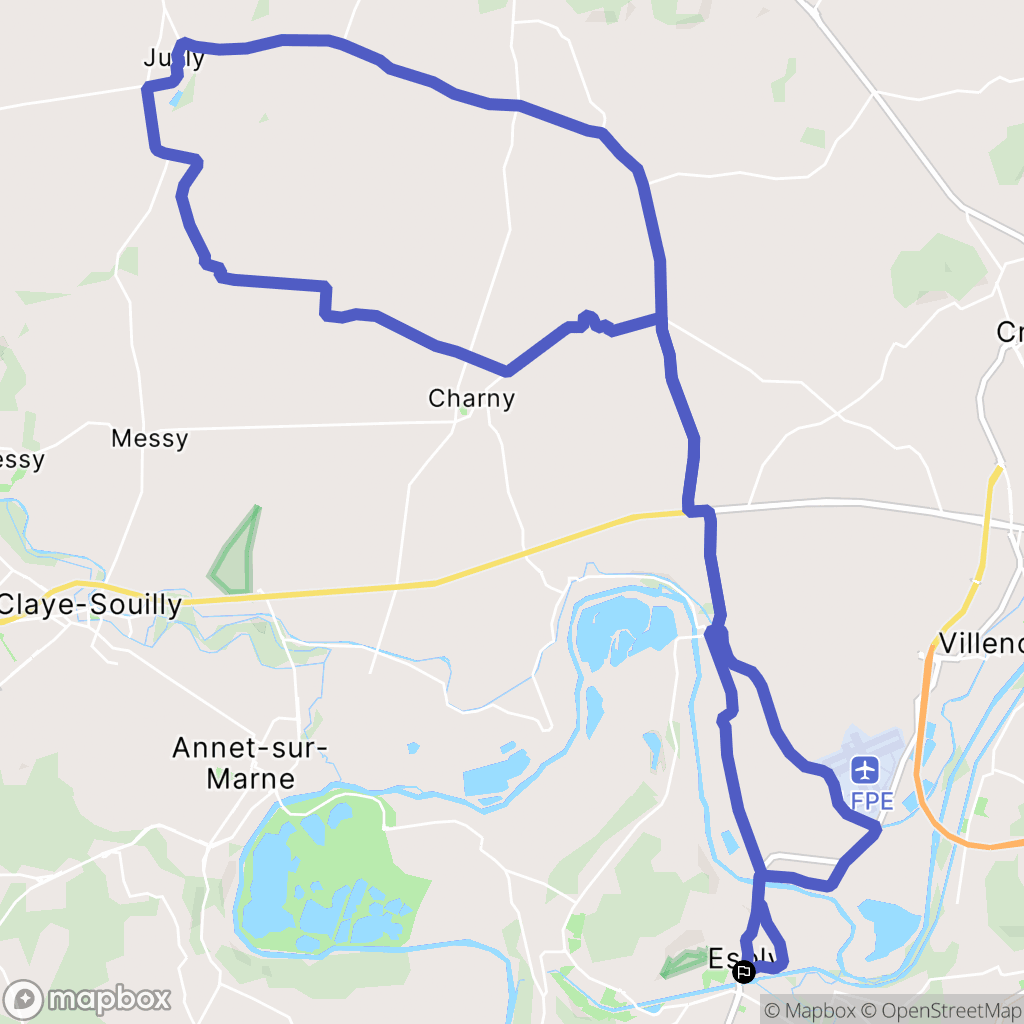 Esbly : carte du parcours de randonnée - France