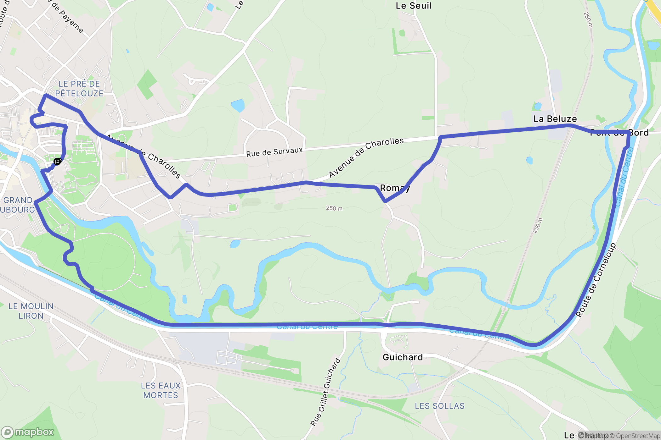 Paray-le-Monial : carte du parcours de randonnée - France